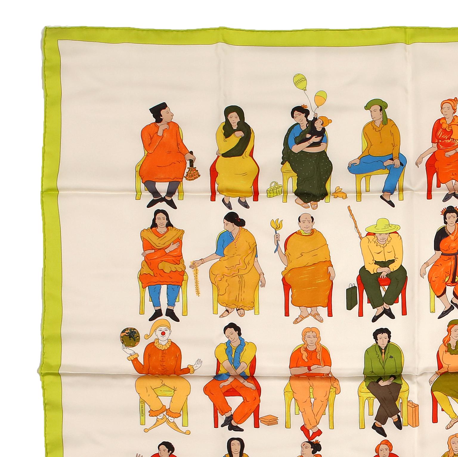 Beige Hermes Colour Masala 90 cm Silk Scarf