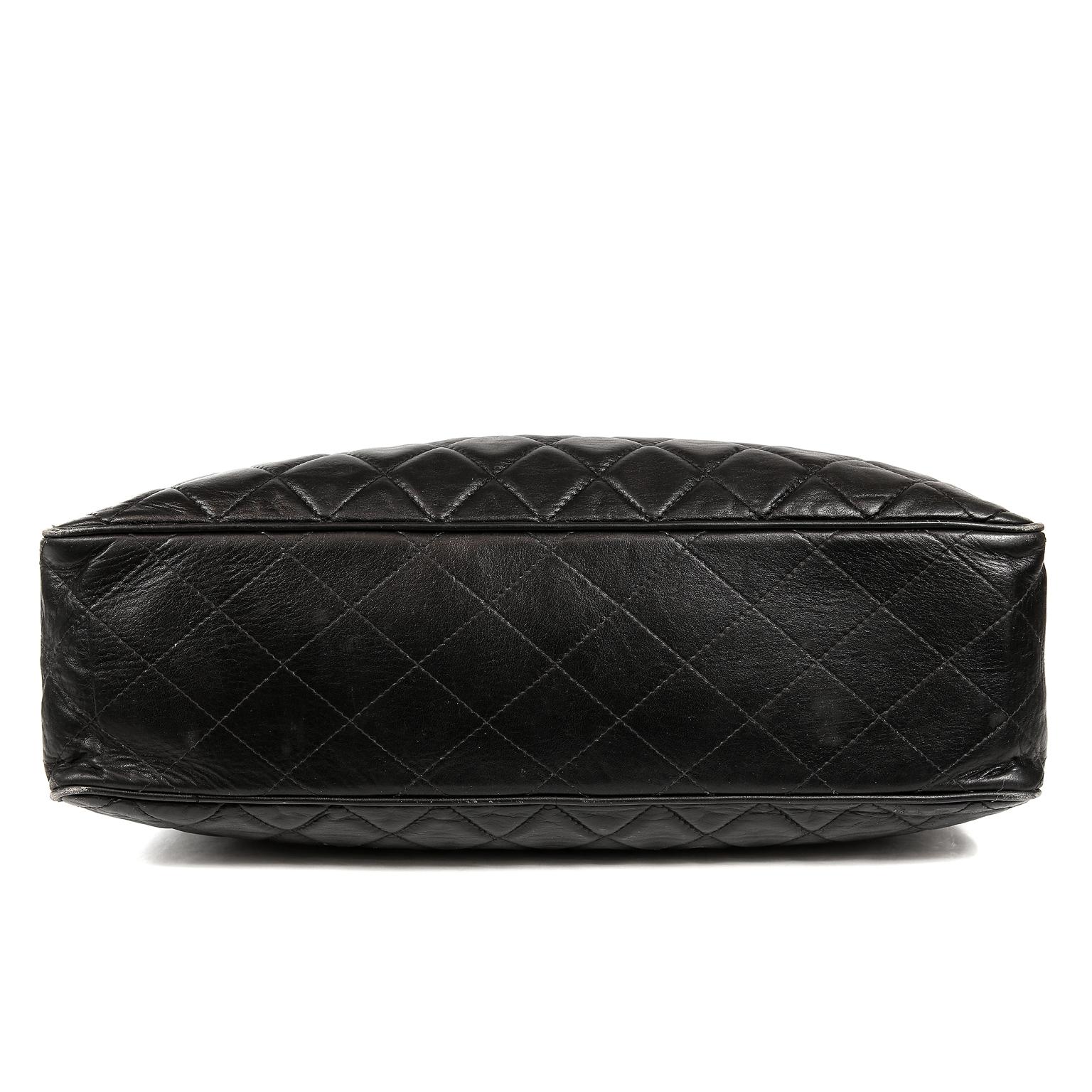 Chanel Black Leather Large Vintage Tote bag 1