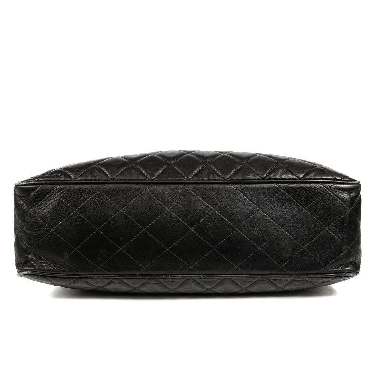 Chanel Black Leather Large Vintage Tote bag at 1stDibs