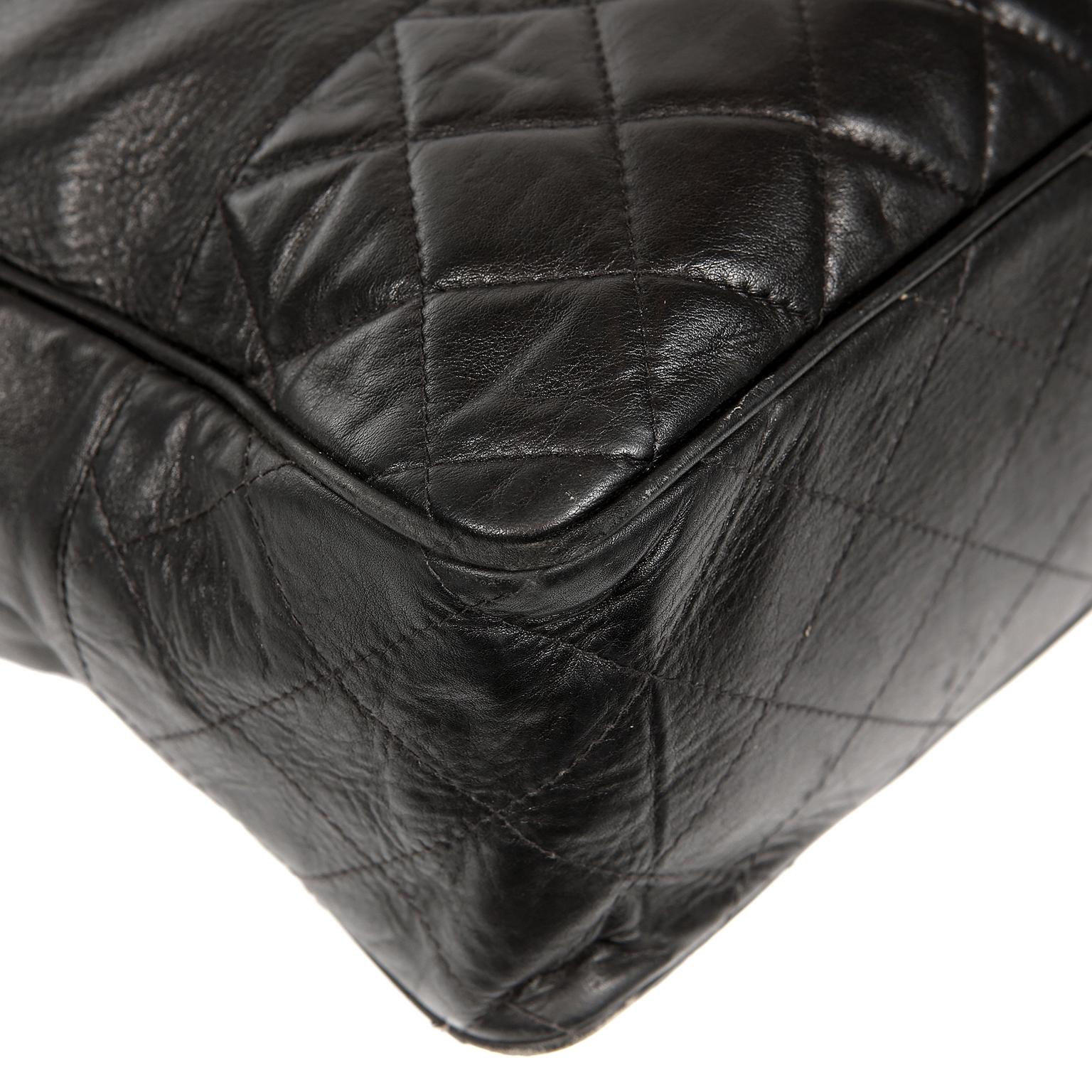 Chanel Black Leather Large Vintage Tote bag 2