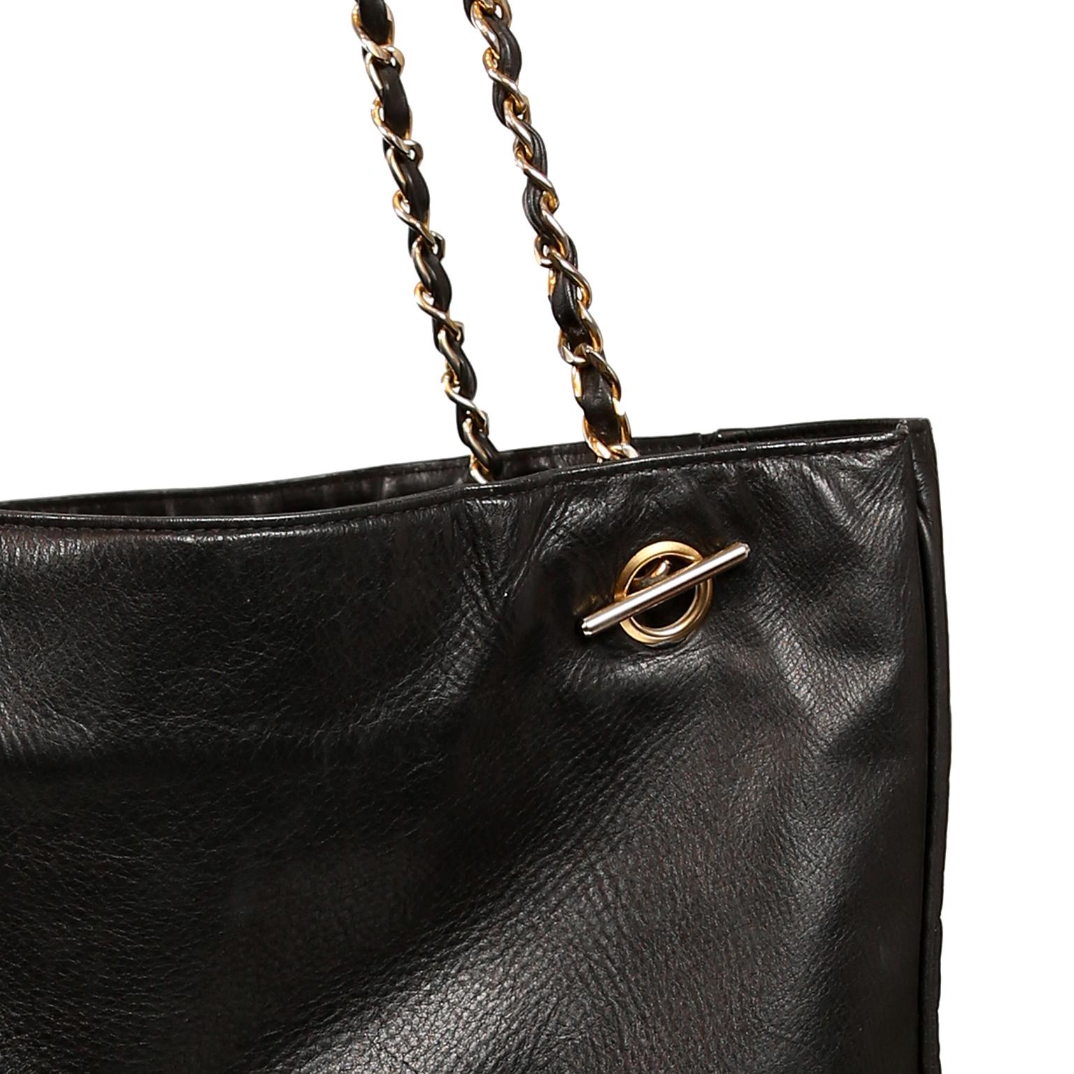 Chanel Black Leather Large Vintage Tote bag 4