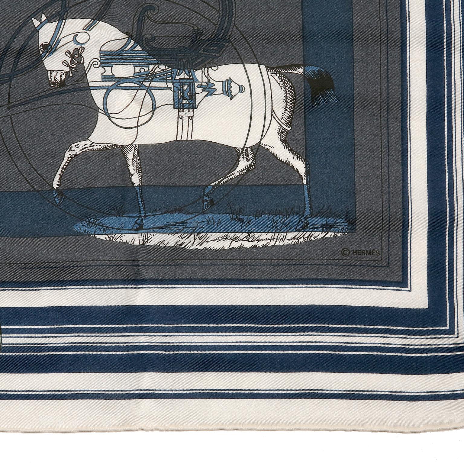 Hermès Imprimeur Fou 90 cm Cotton Silk Scarf at 1stDibs