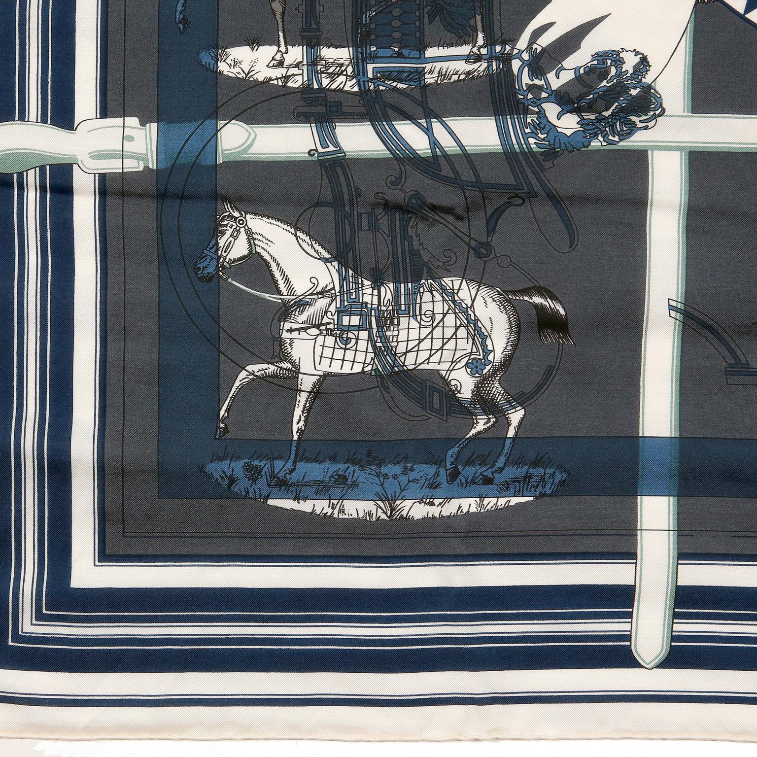 Hermès Imprimeur Fou 90 cm Cotton Silk Scarf at 1stDibs