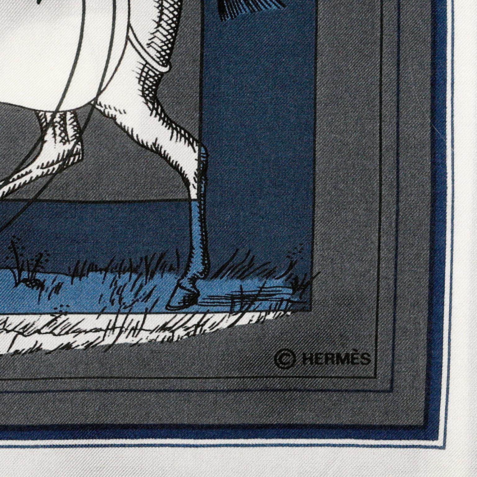 Hermès Imprimeur Fou 90 cm Cotton Silk Scarf 3