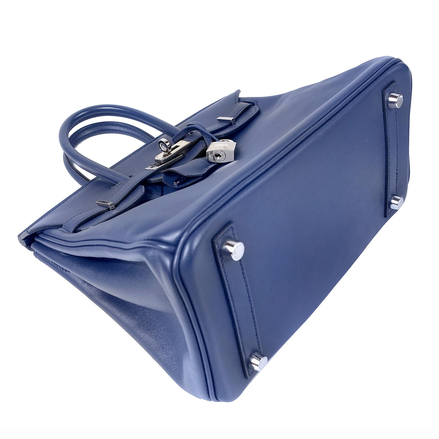 Hermès Sapphire Blue Swift  25 cm Birkin Bag with Palladium Hardware In New Condition In Palm Beach, FL