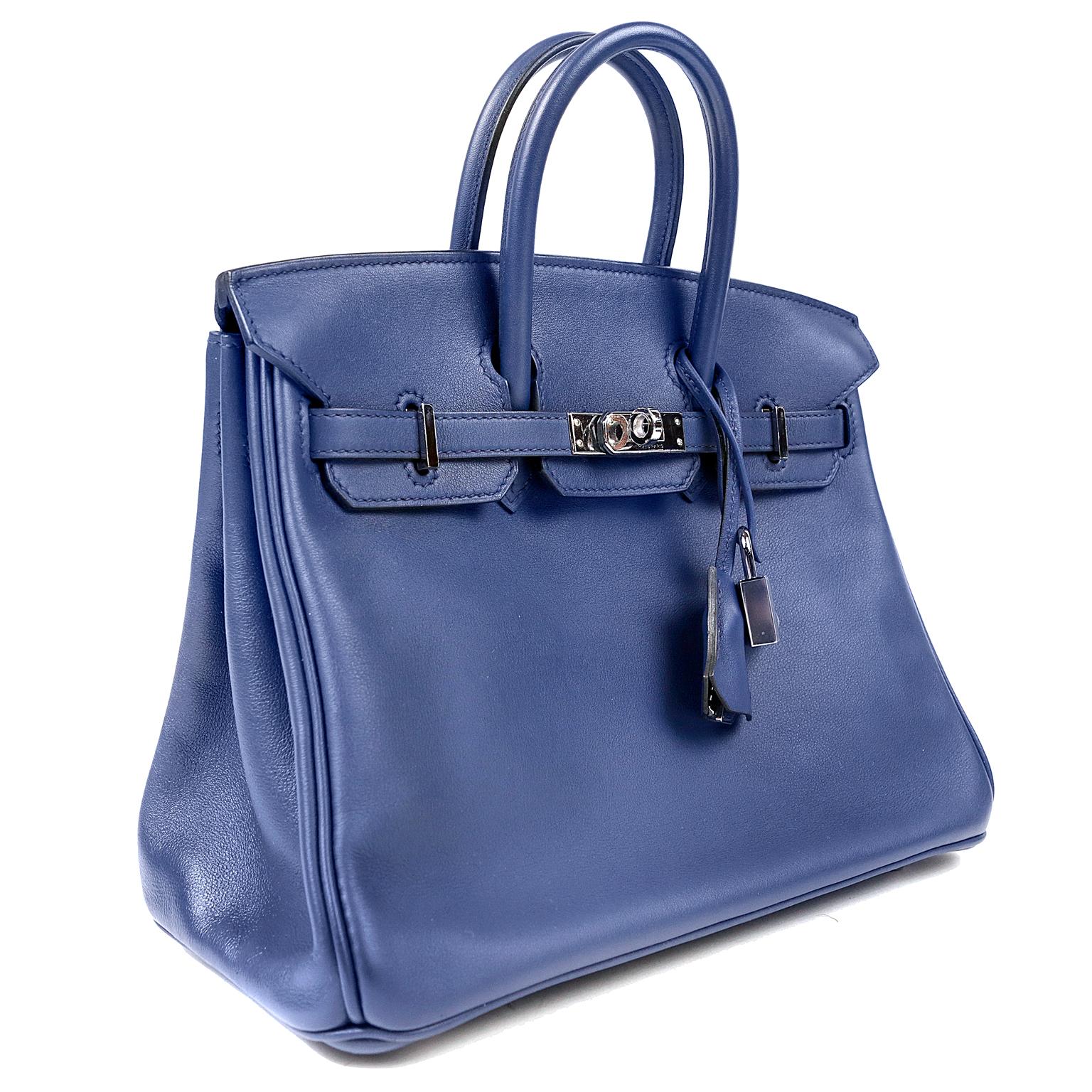 Women's Hermès Sapphire Blue Swift  25 cm Birkin Bag with Palladium Hardware