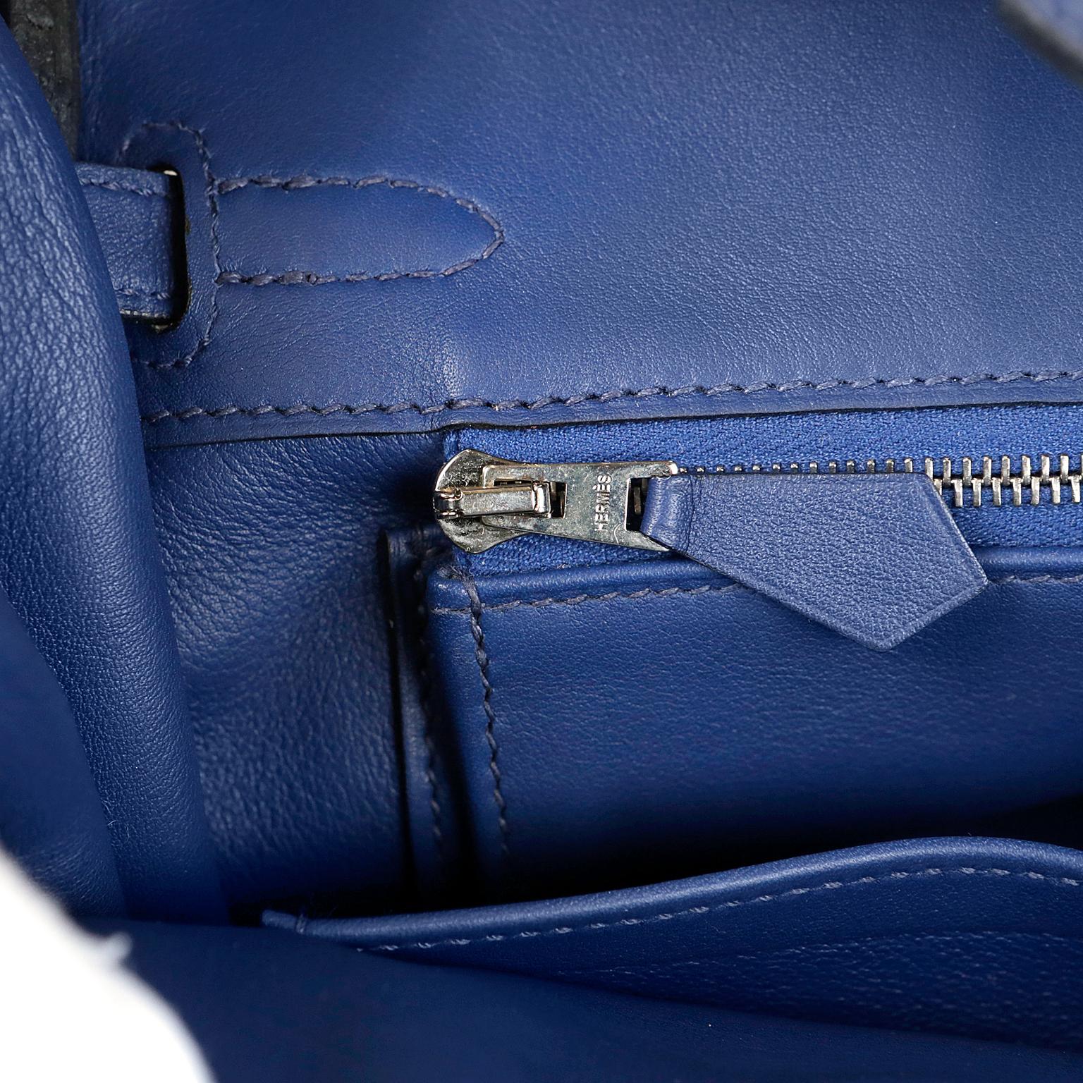 Hermès Sapphire Blue Swift  25 cm Birkin Bag with Palladium Hardware 8