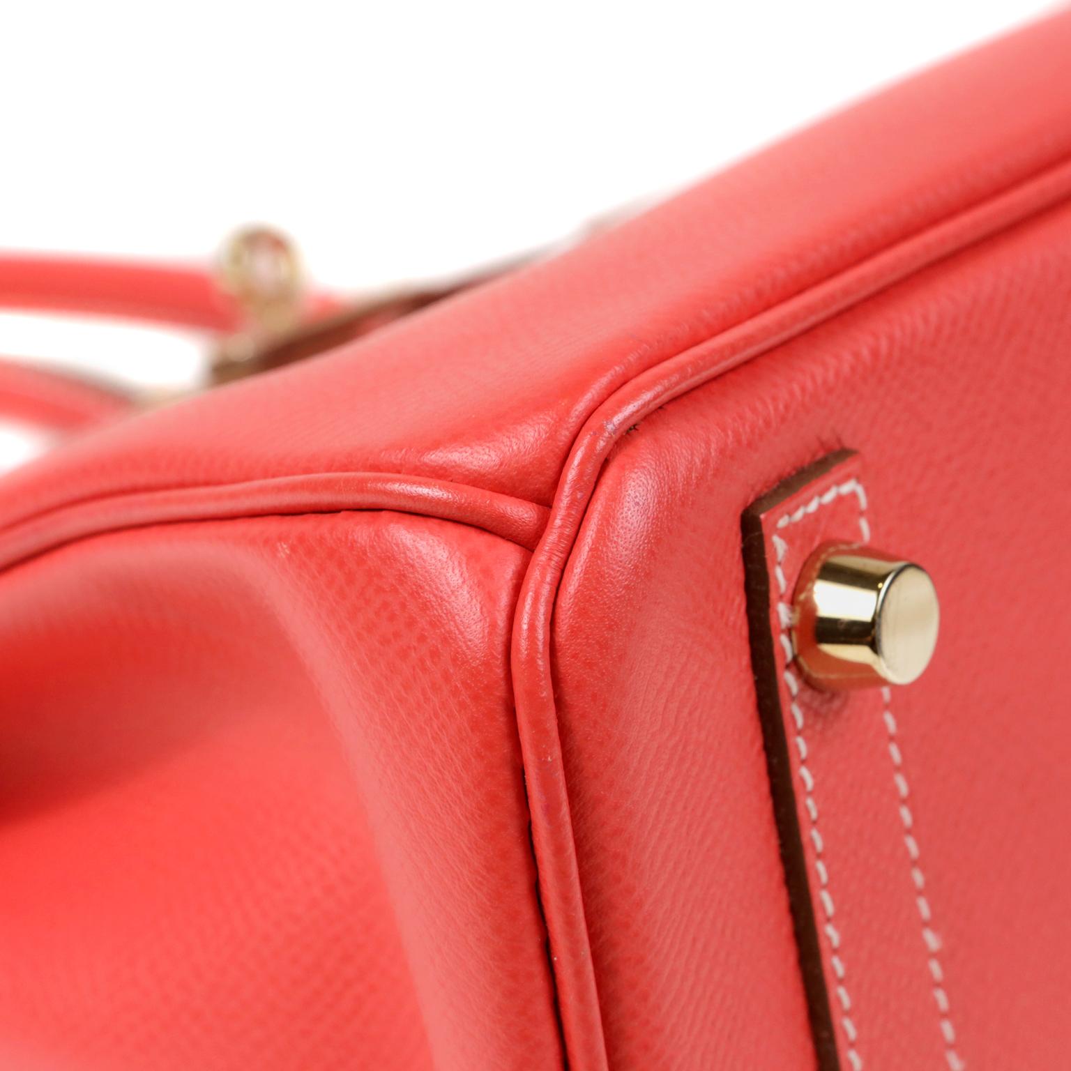Red Hermès Rose Jaipur and Gold Bi Color Epsom 25 cm Birkin Bag