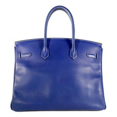 Hermès Bleu Electrique Epsom 35 cm Birkin Bag with Mykonos Blue Interior