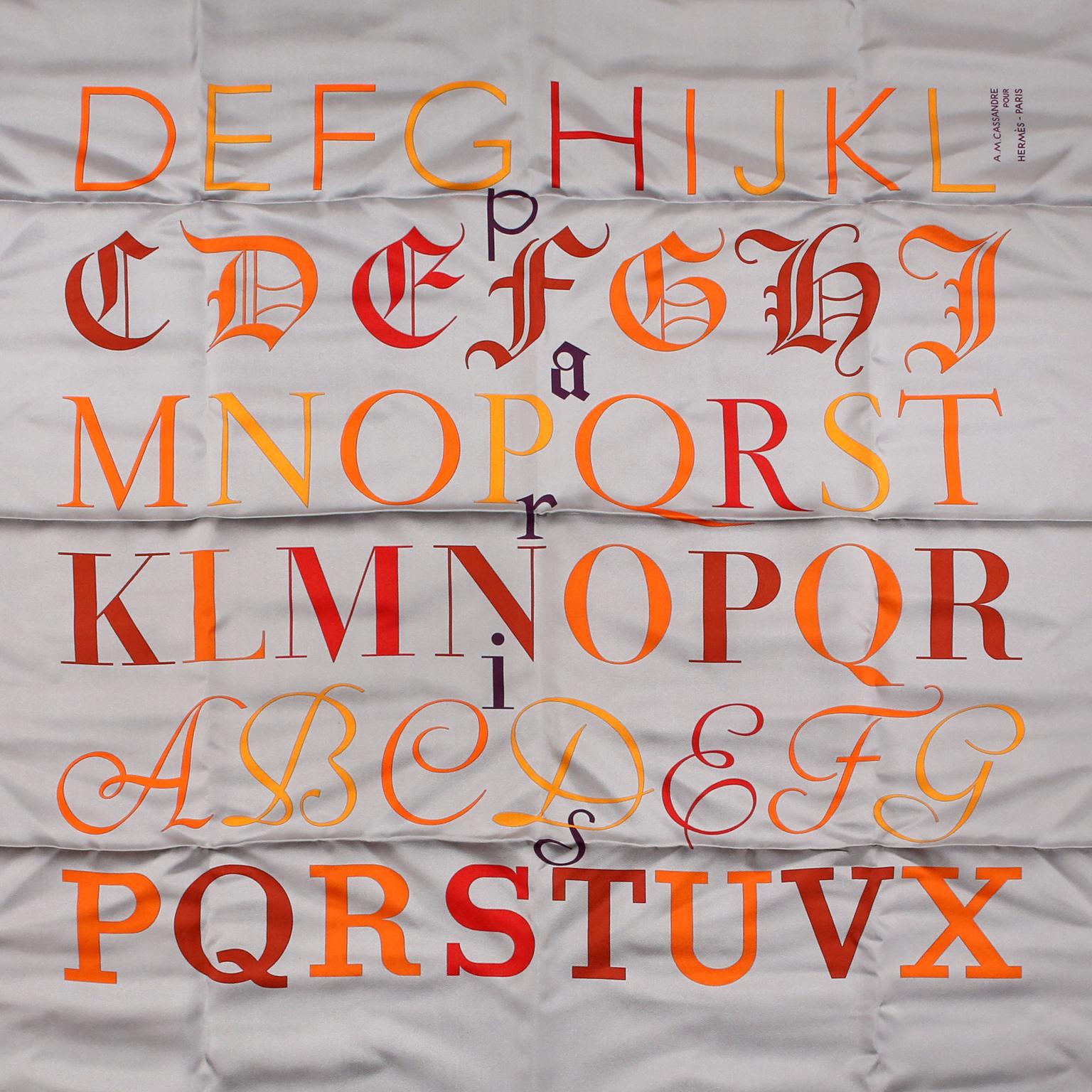 hermes alphabet scarf