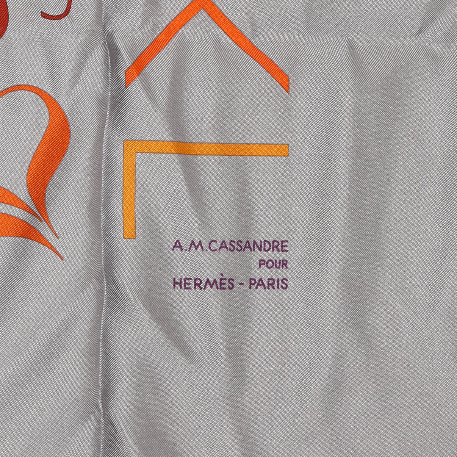 Gray Hermès Grey Litterature Alphabet 90 cm Silk Scarf