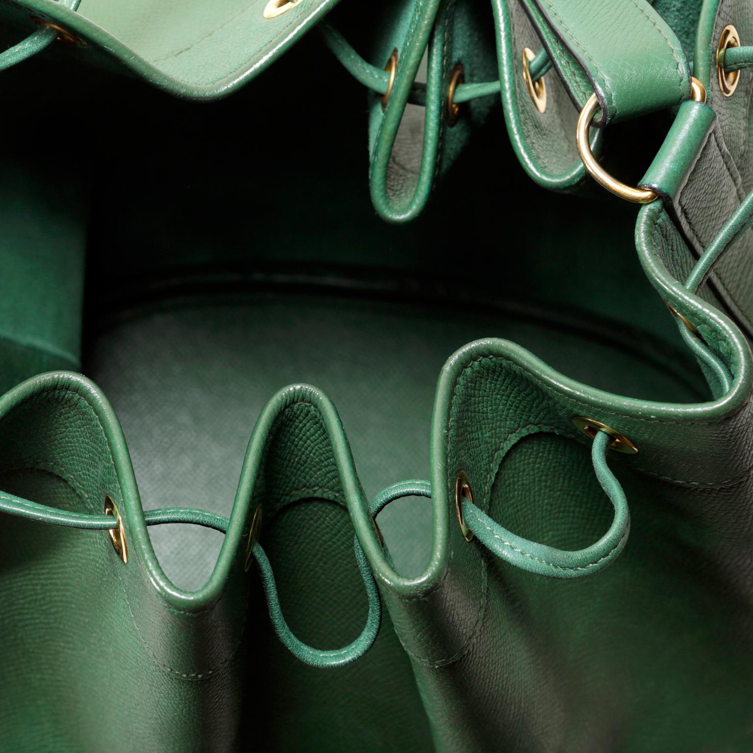 Hermès Bengal Green Epsom Leather Drawstring Market Bag  1