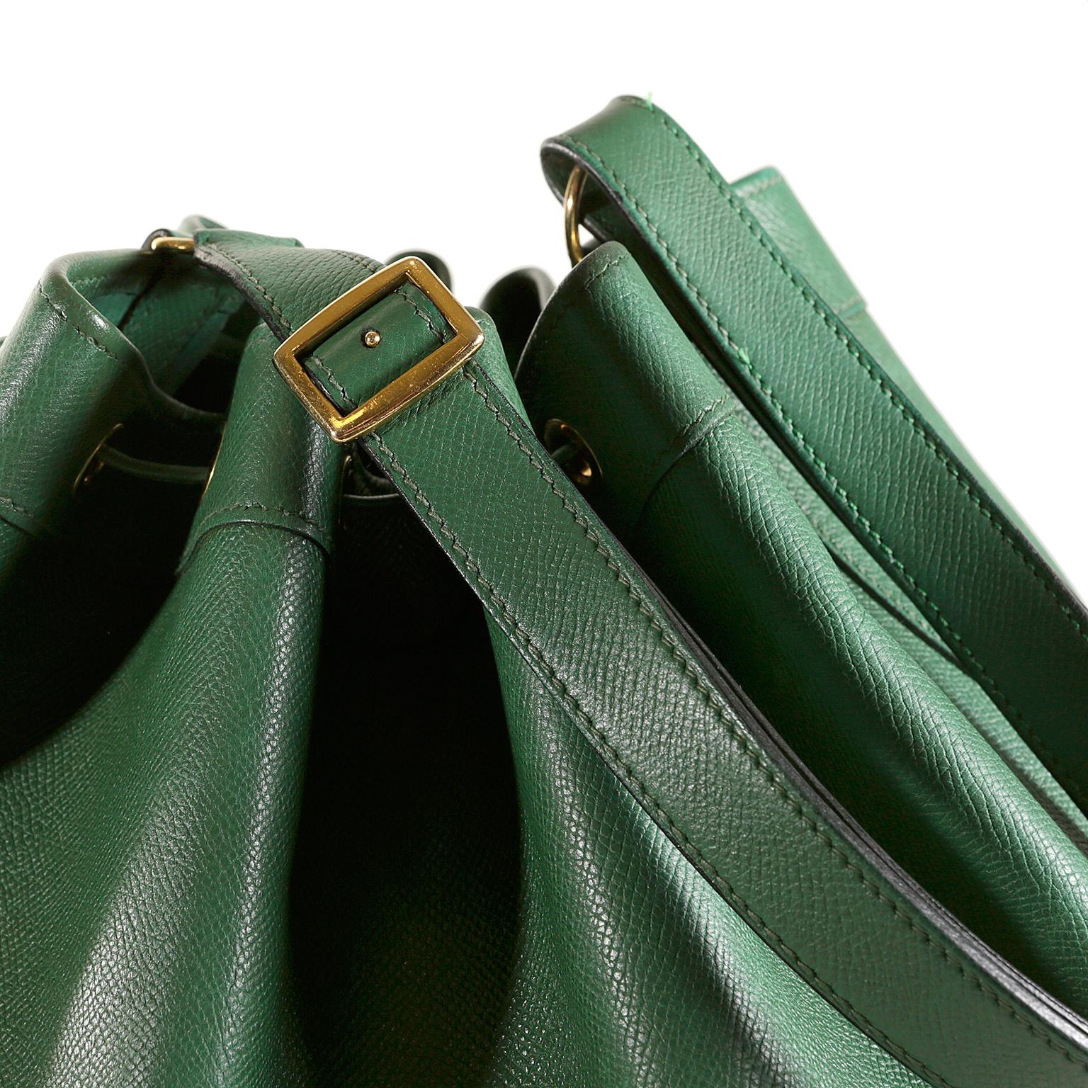 Hermès Bengal Green Epsom Leather Drawstring Market Bag  5