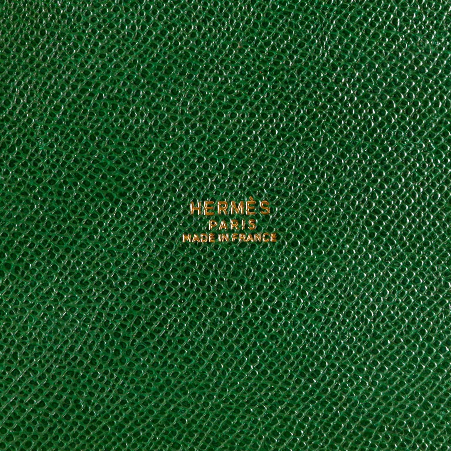 Hermès Bengal Green Epsom Leather Drawstring Market Bag  7