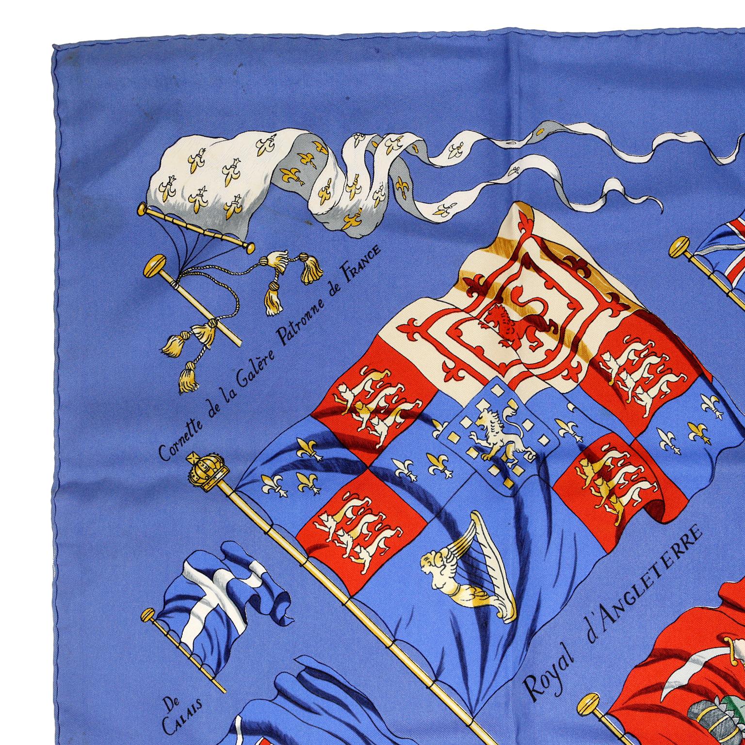 Women's or Men's Hermès Pavois Blue 90 cm Silk Scarf  For Sale