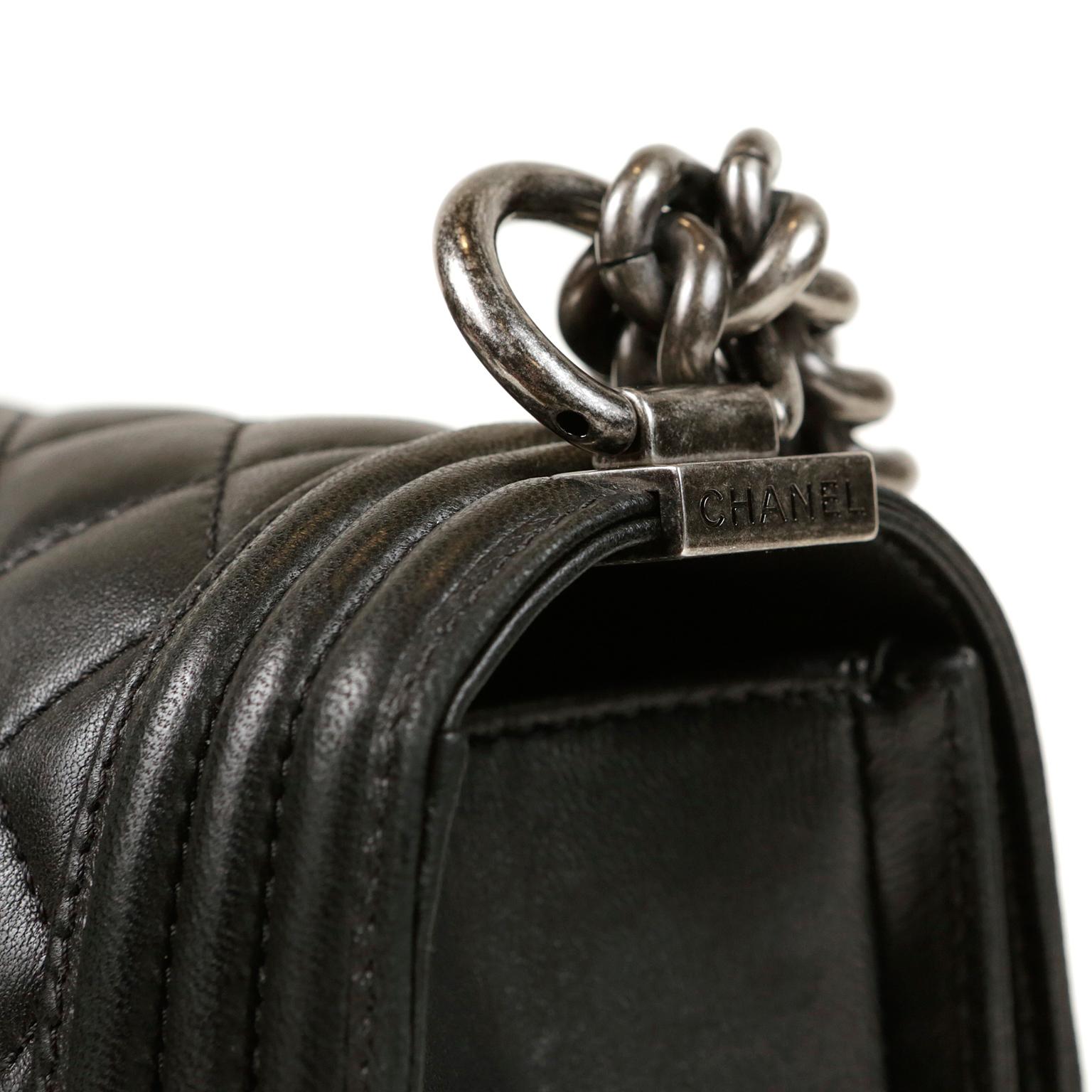 Chanel Black Lambskin Large Boy Bag 4