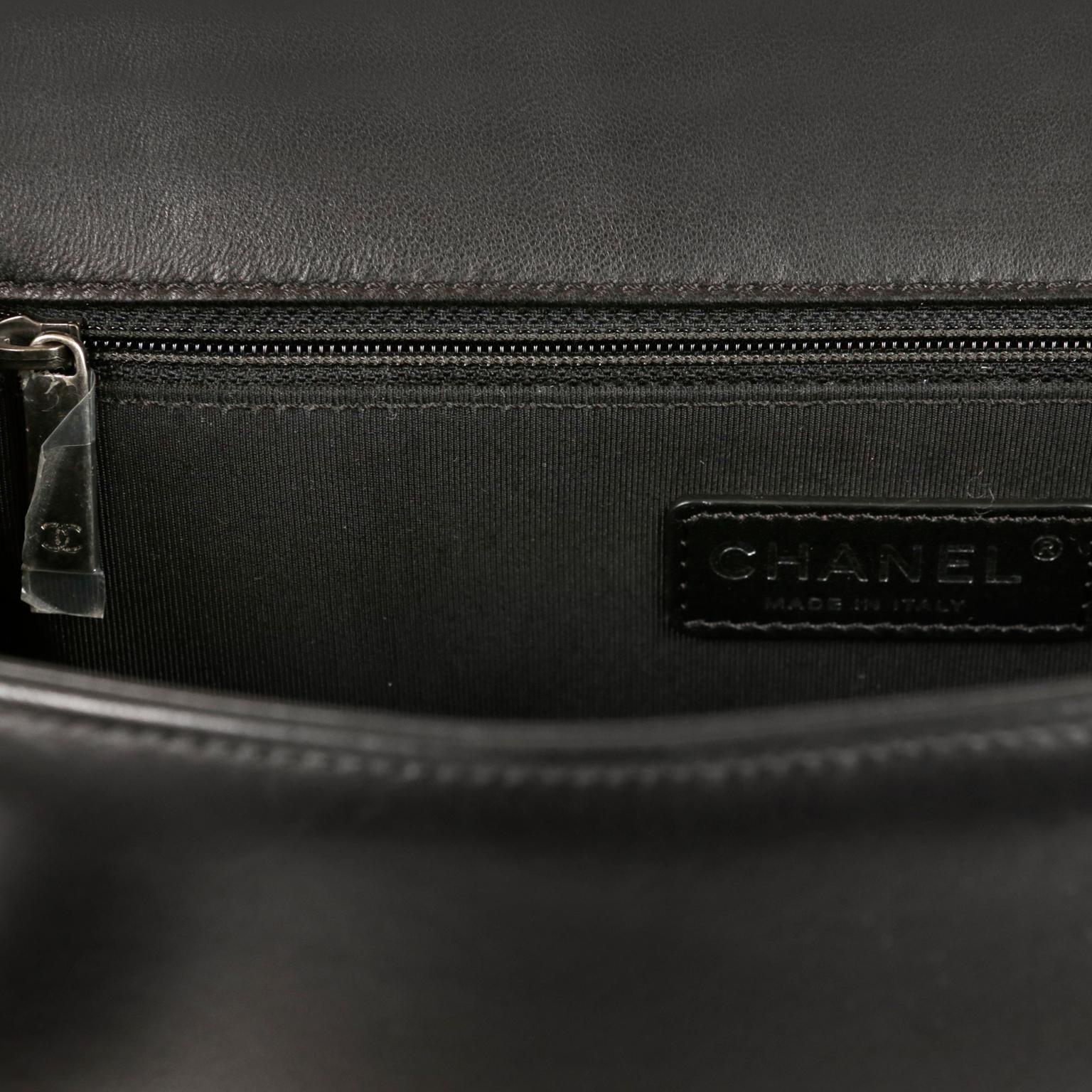 Chanel Black Lambskin Large Boy Bag 7