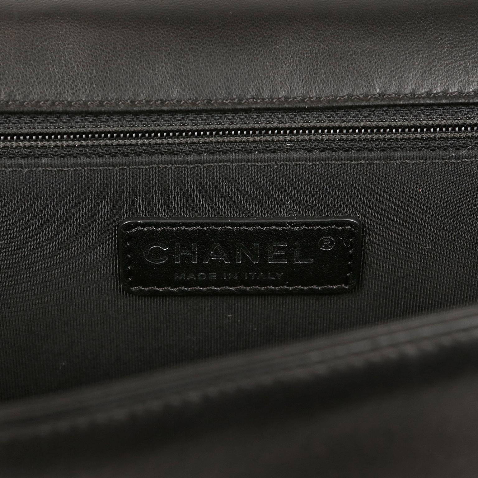 Chanel Black Lambskin Large Boy Bag 8