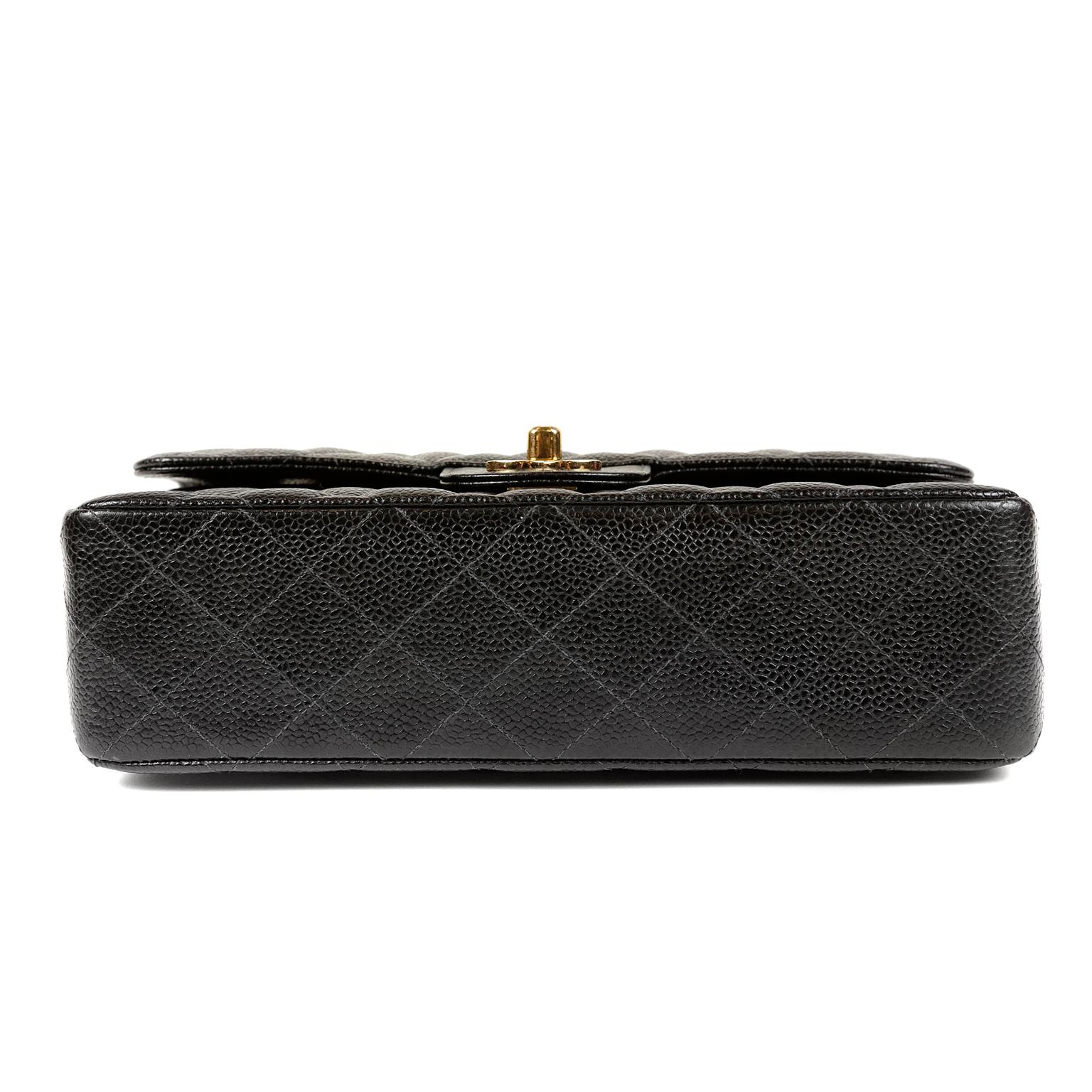 Women's Chanel Black Caviar Small Classic Double Flap Bag with Gold Hardware