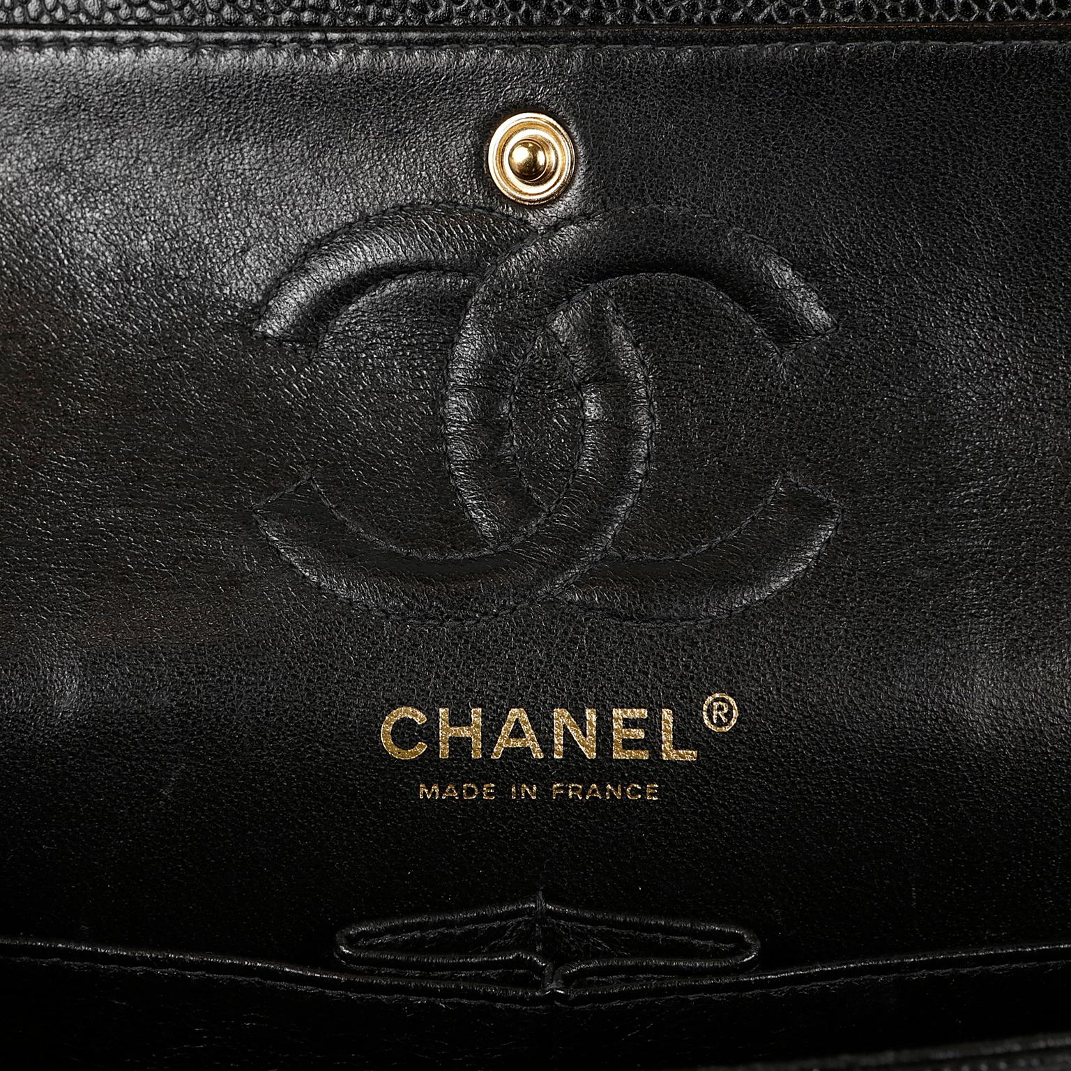Chanel Black Caviar Small Classic Double Flap Bag with Gold Hardware 5