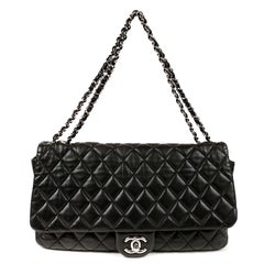 Chanel Black Leather Jumbo Coco Rain Flap Bag