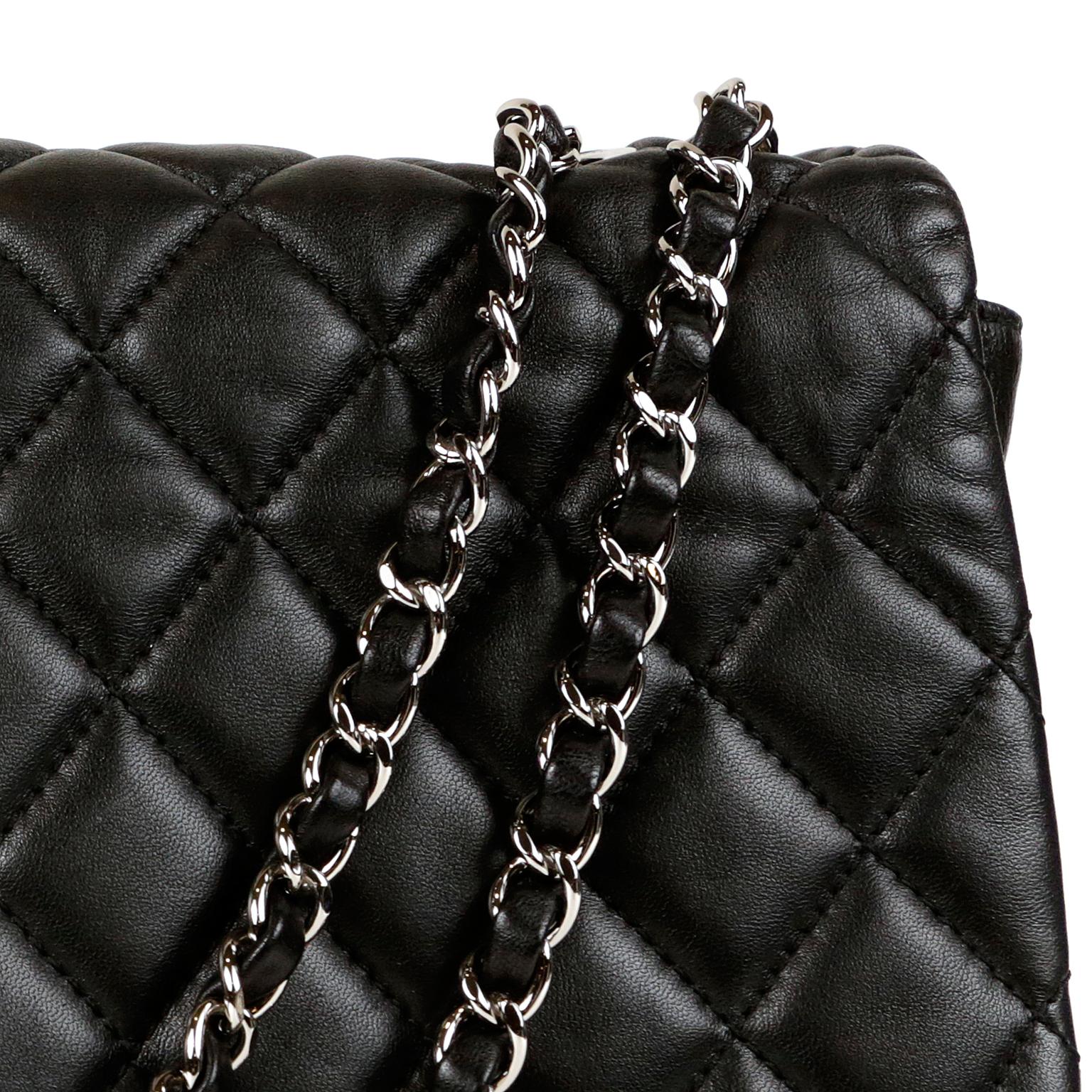 Chanel Schwarz Leder Jumbo Coco Regen Klappe Tasche 9