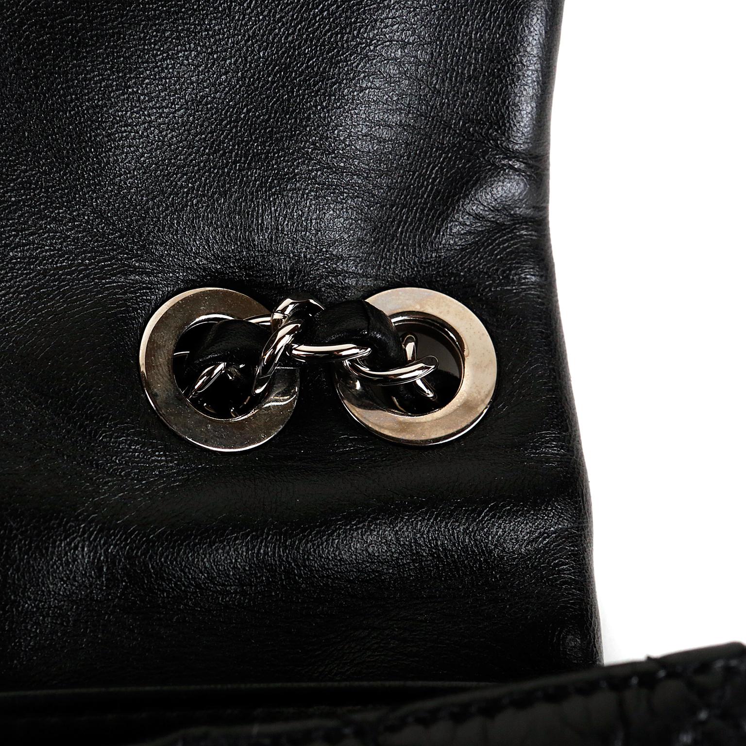 Chanel Schwarz Leder Jumbo Coco Regen Klappe Tasche 10