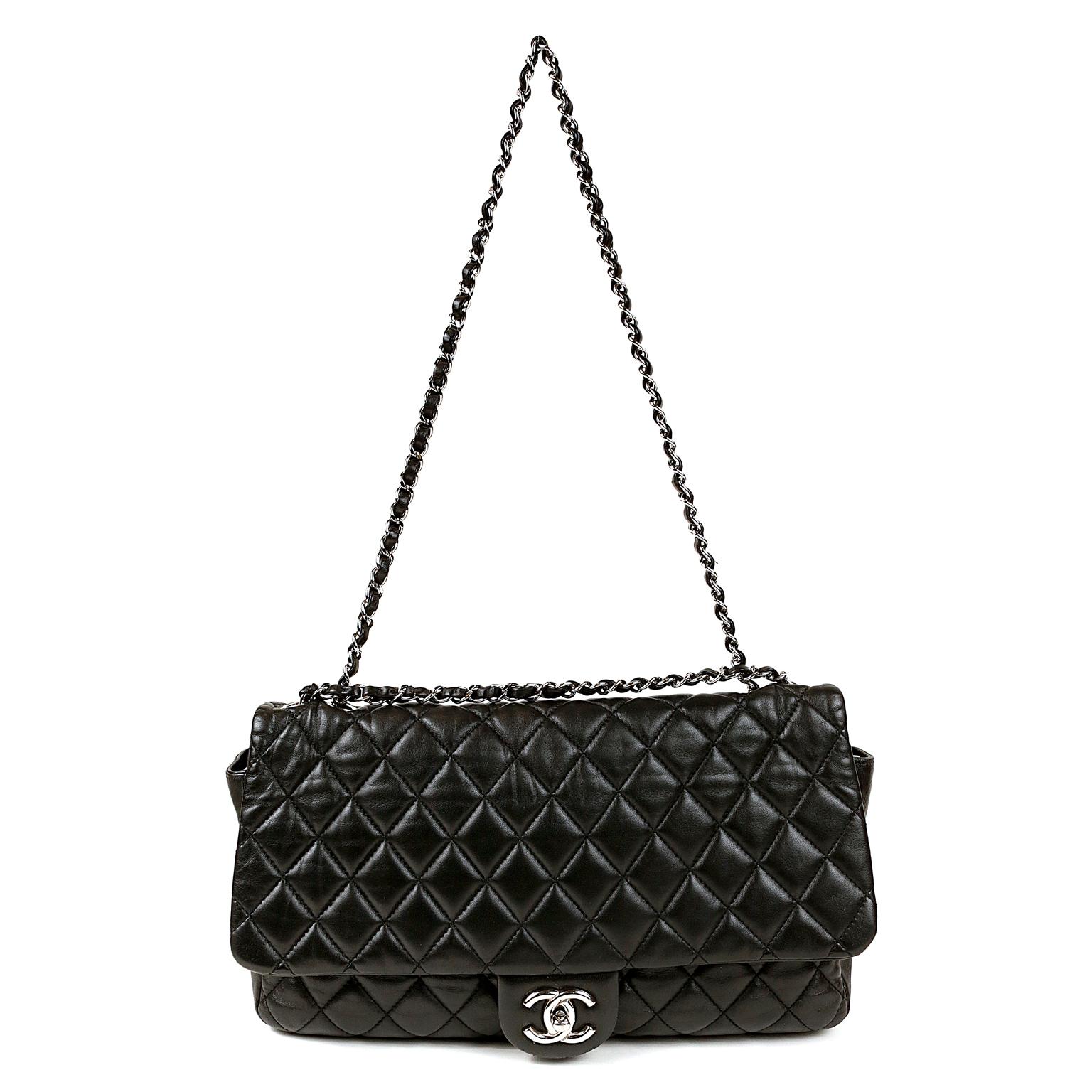 Chanel Black Leather Jumbo Coco Rain Flap Bag 9