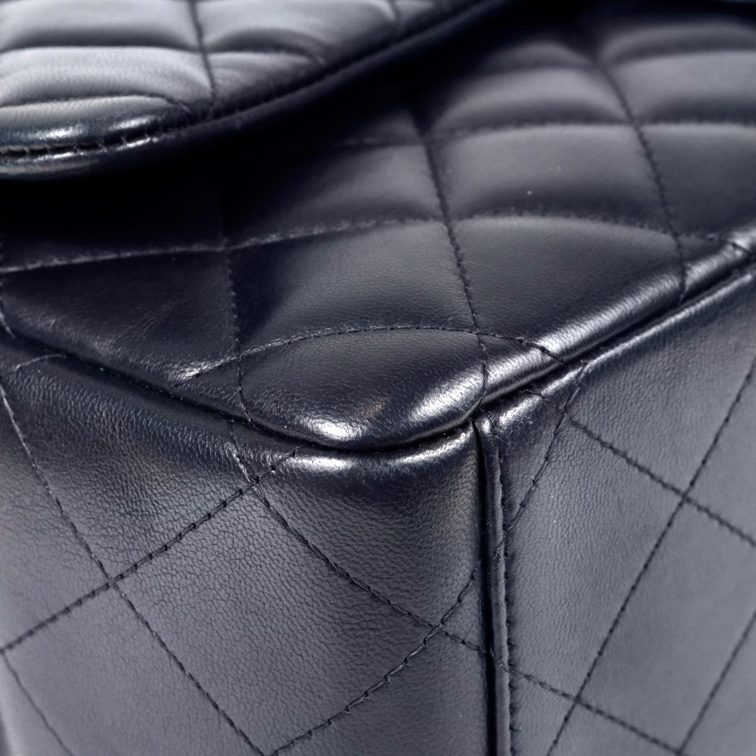 Black Chanel Navy Lambskin Maxi Double Flap Bag