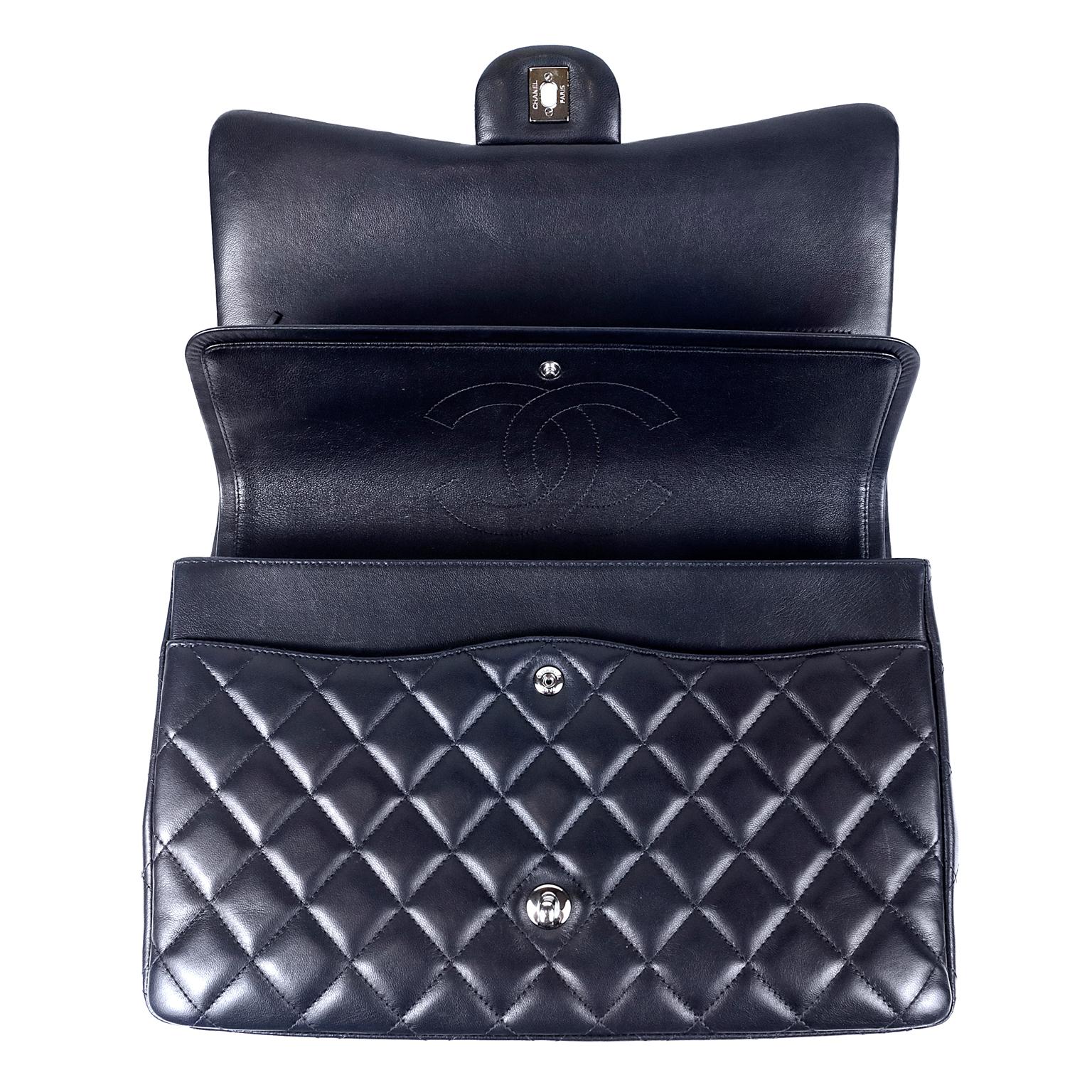 Women's Chanel Navy Lambskin Maxi Double Flap Bag