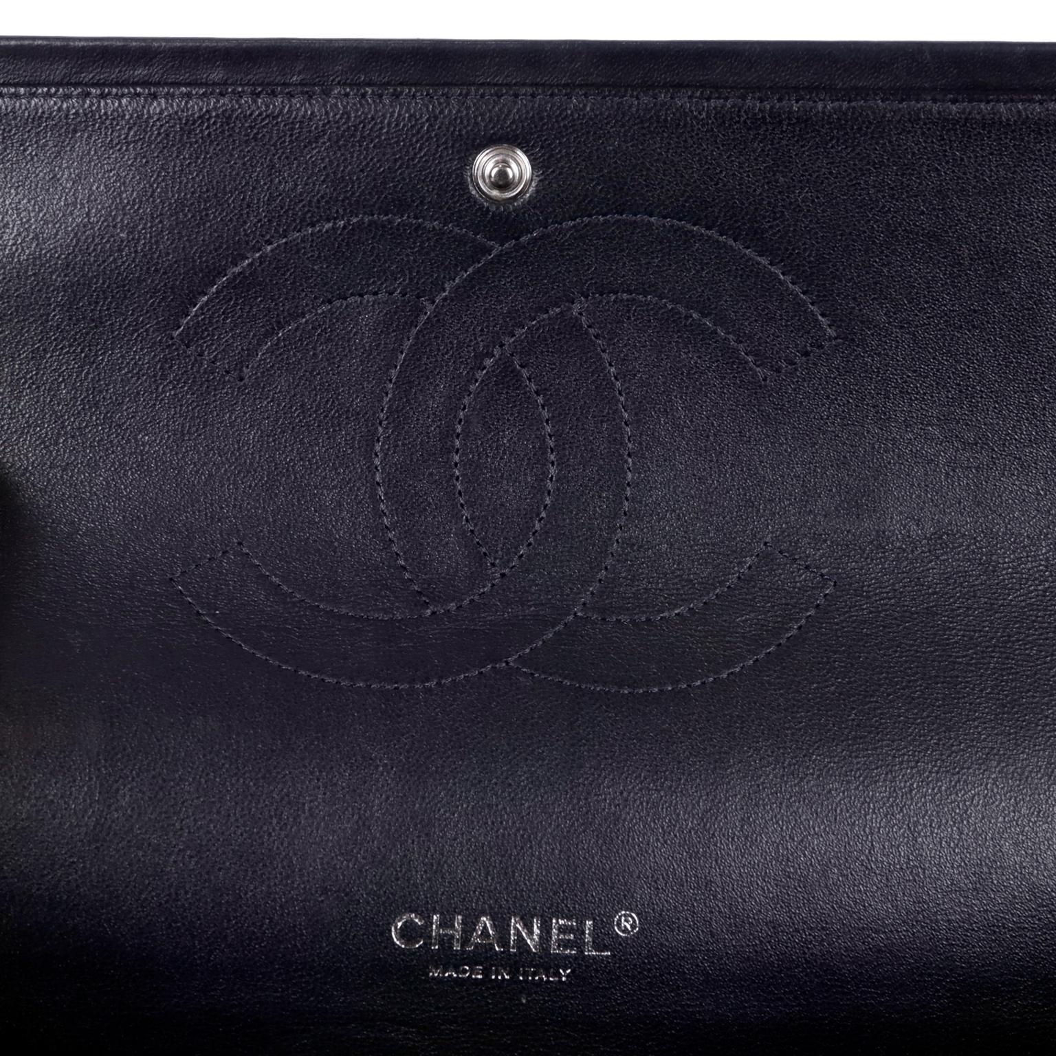 Chanel Navy Lambskin Maxi Double Flap Bag 2