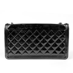Chanel Black and White Striped Resin Patent Leather Boy Brick Bag