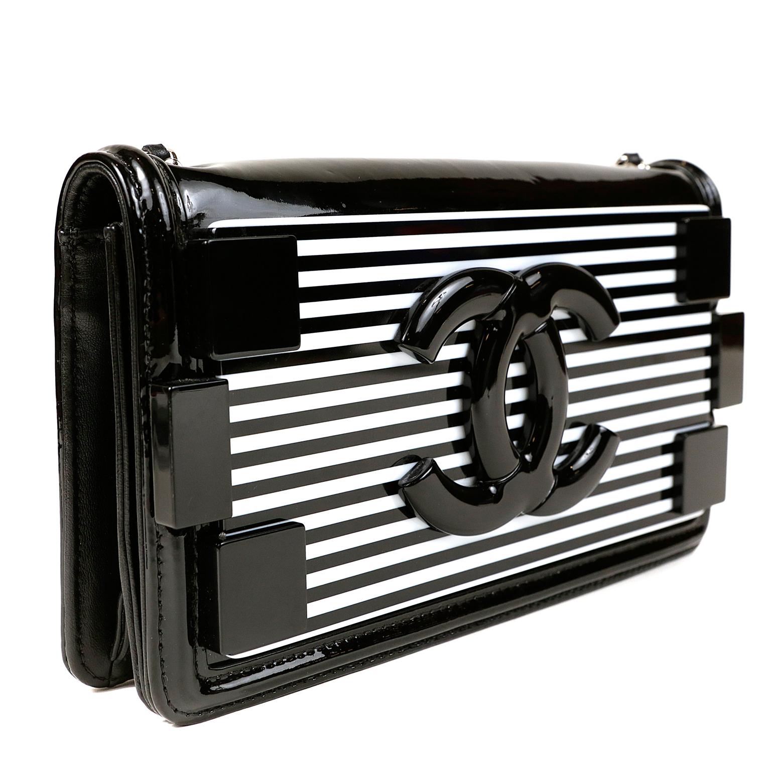 black and white striped purse