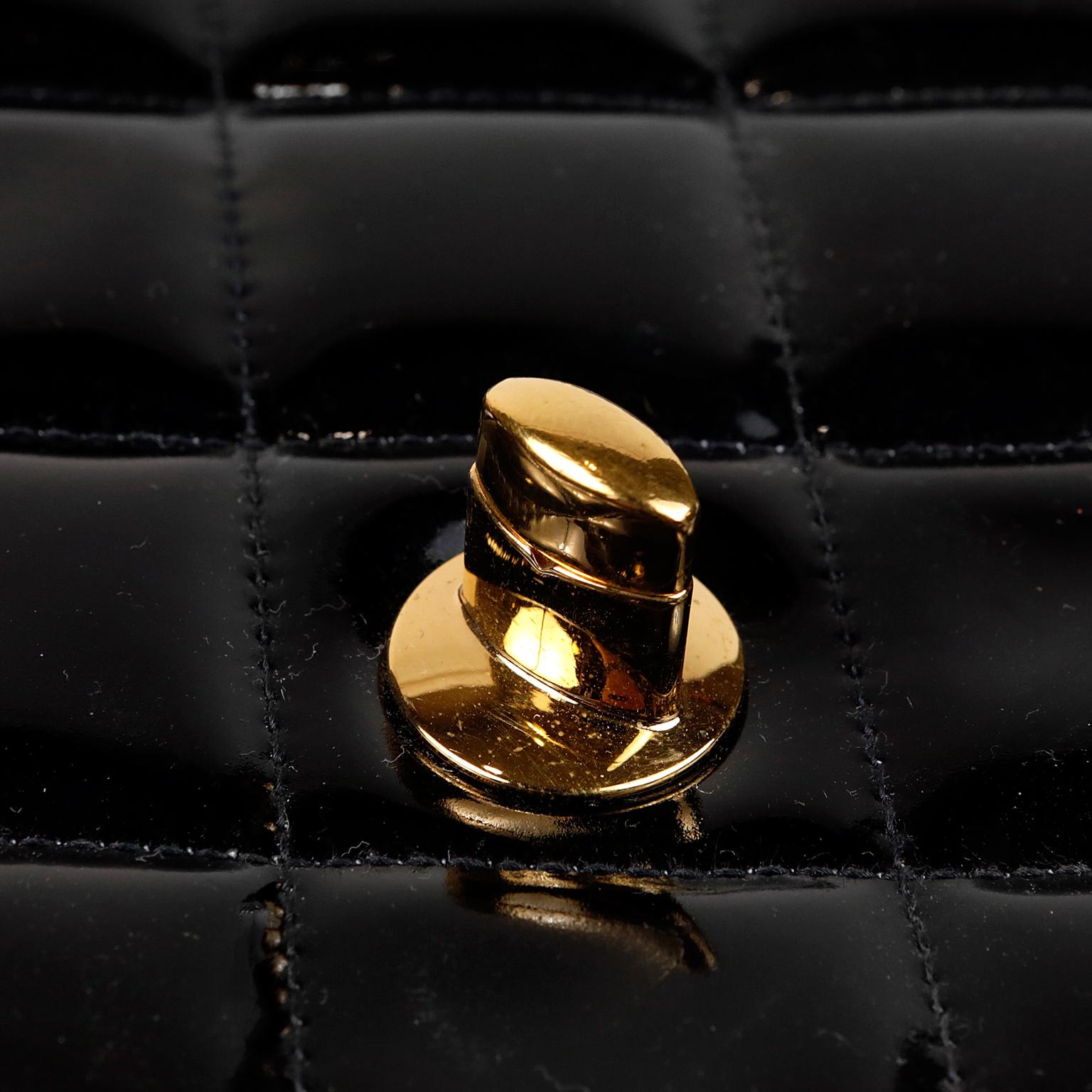 Chanel Black Patent Leather Vintage Briefcase 1
