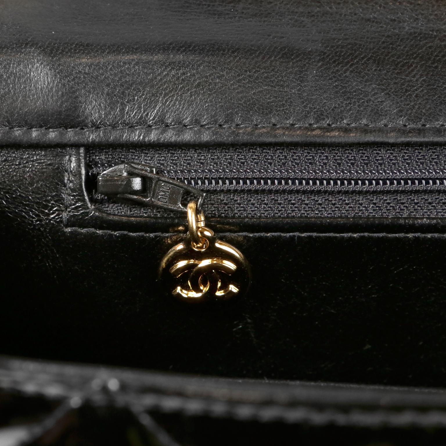 Chanel Black Patent Leather Vintage Briefcase 4