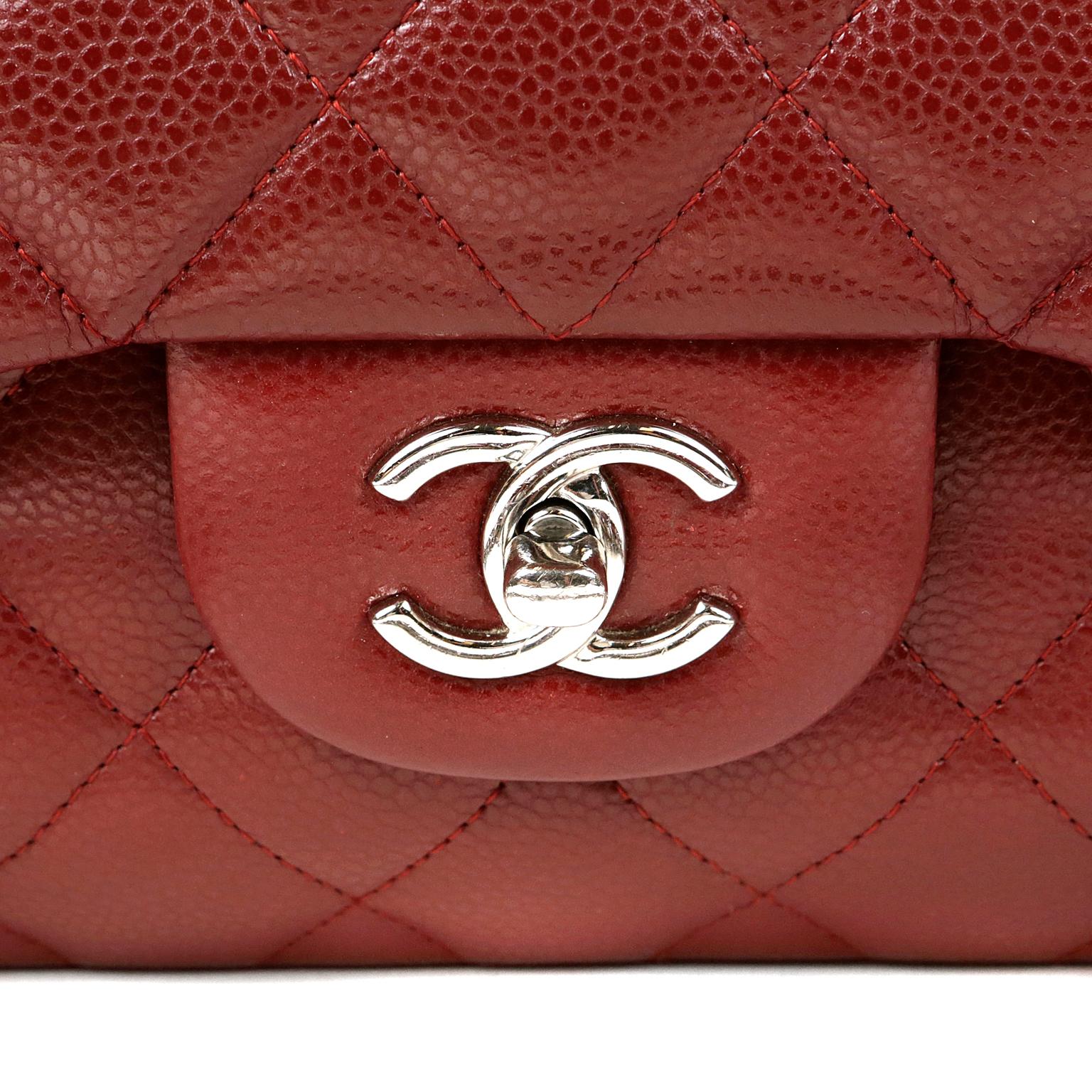 Brown Chanel Red Caviar Jumbo Classic Flap Bag