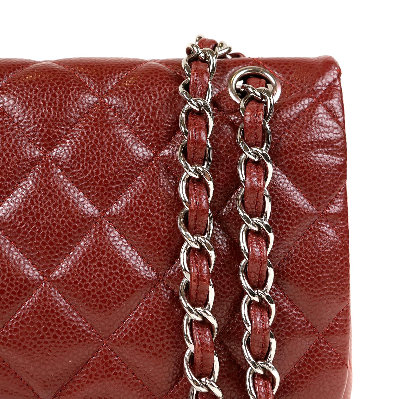Chanel Red Caviar Jumbo Classic Flap Bag In Excellent Condition In Palm Beach, FL