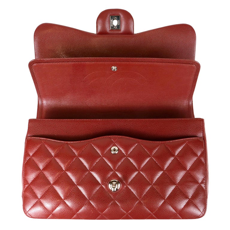 Chanel Red Caviar Jumbo Classic Flap Bag at 1stDibs chanel classic