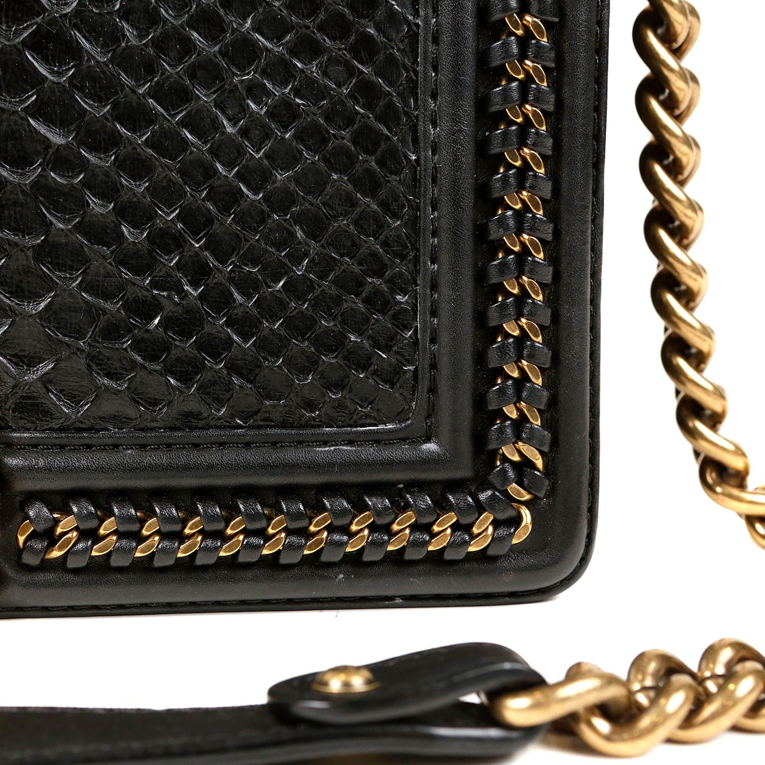 Women's or Men's Chanel Black Python Boy Bag