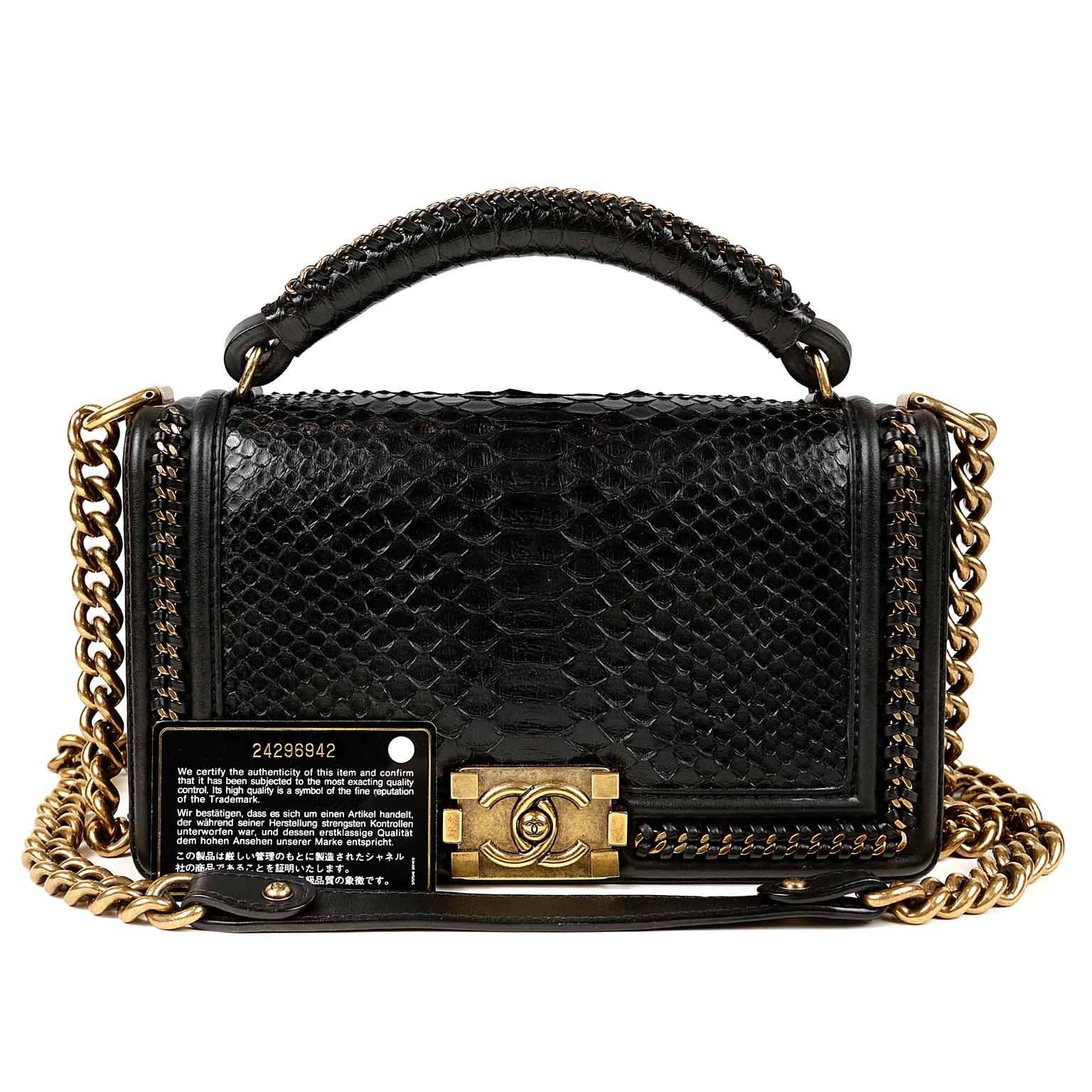 Chanel Black Python Boy Bag 9