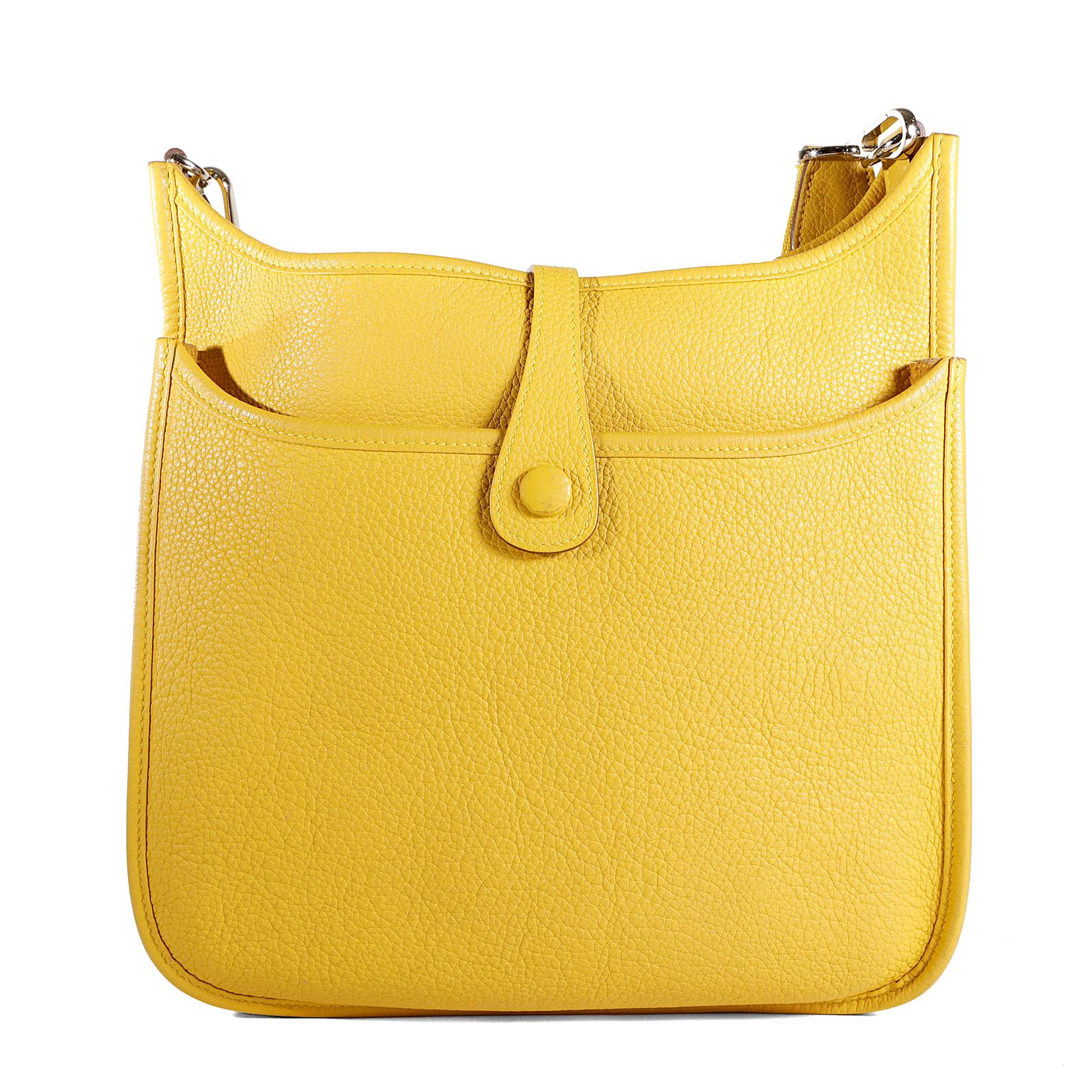 Yellow Hermès Soleil Togo Evelyne III PM Bag+