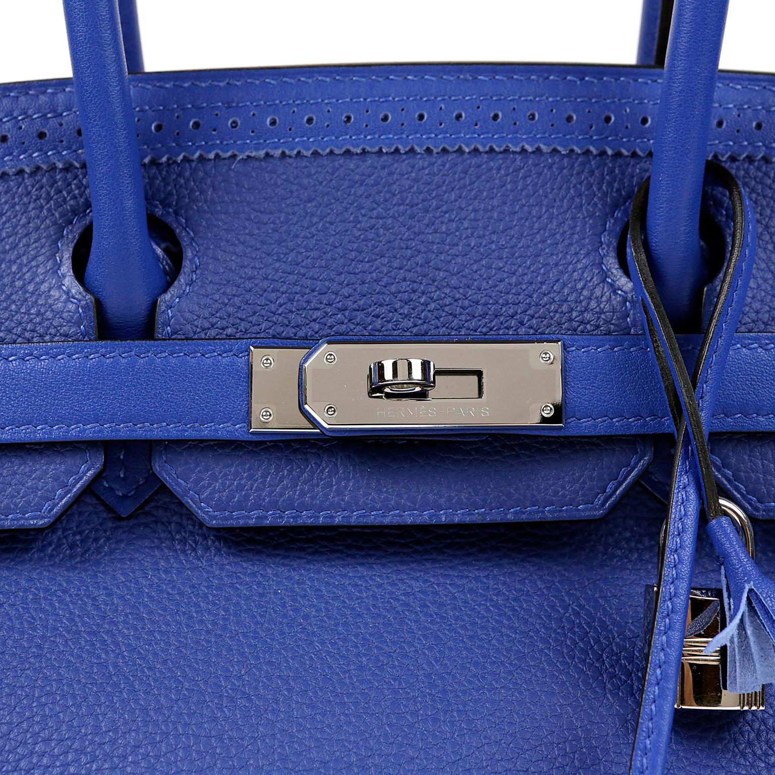 Hermès Blue Electrique Togo 30 cm Ghillies Birkin Bag 3