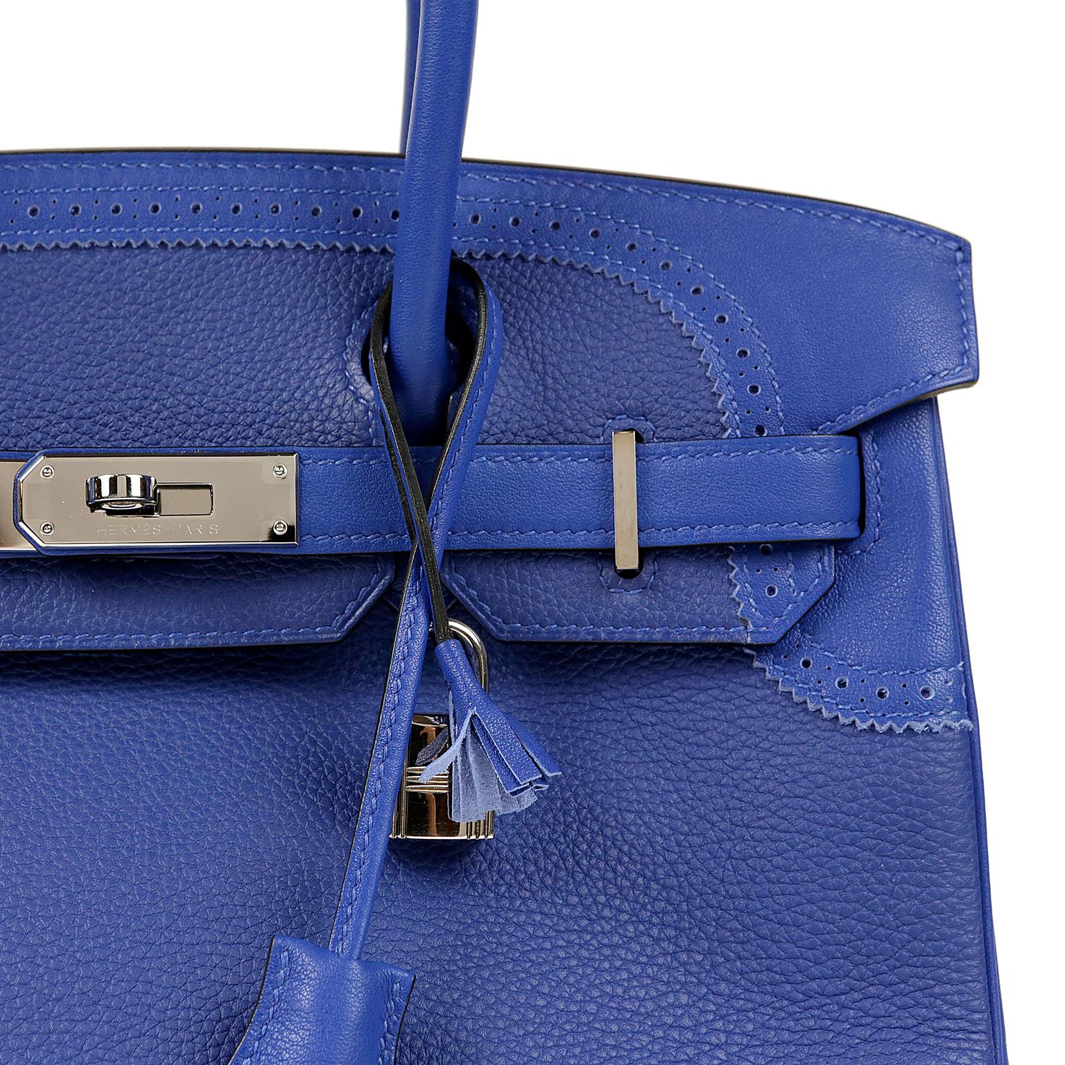 Hermès Blue Electrique Togo 30 cm Ghillies Birkin Bag 7