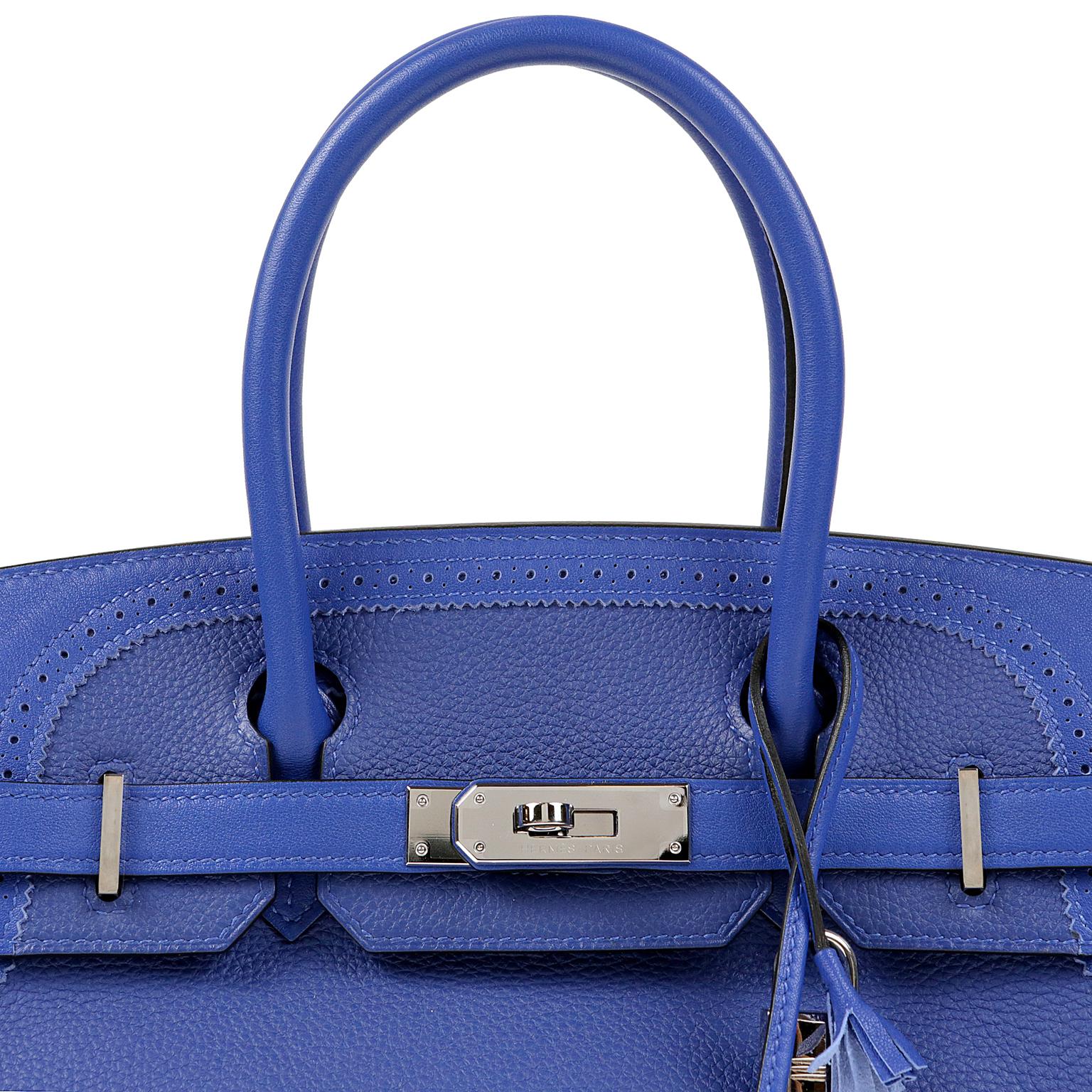 Hermès Blue Electrique Togo 30 cm Ghillies Birkin Bag 4