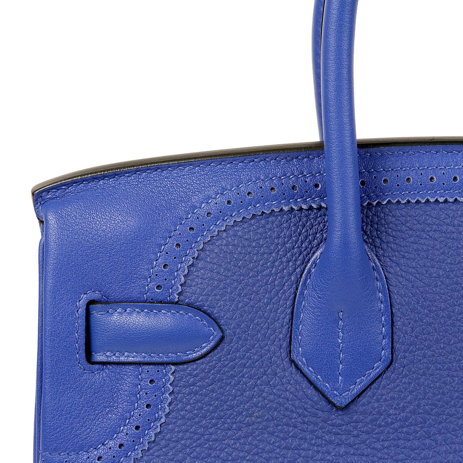 Hermès Blue Electrique Togo 30 cm Ghillies Birkin Bag 5