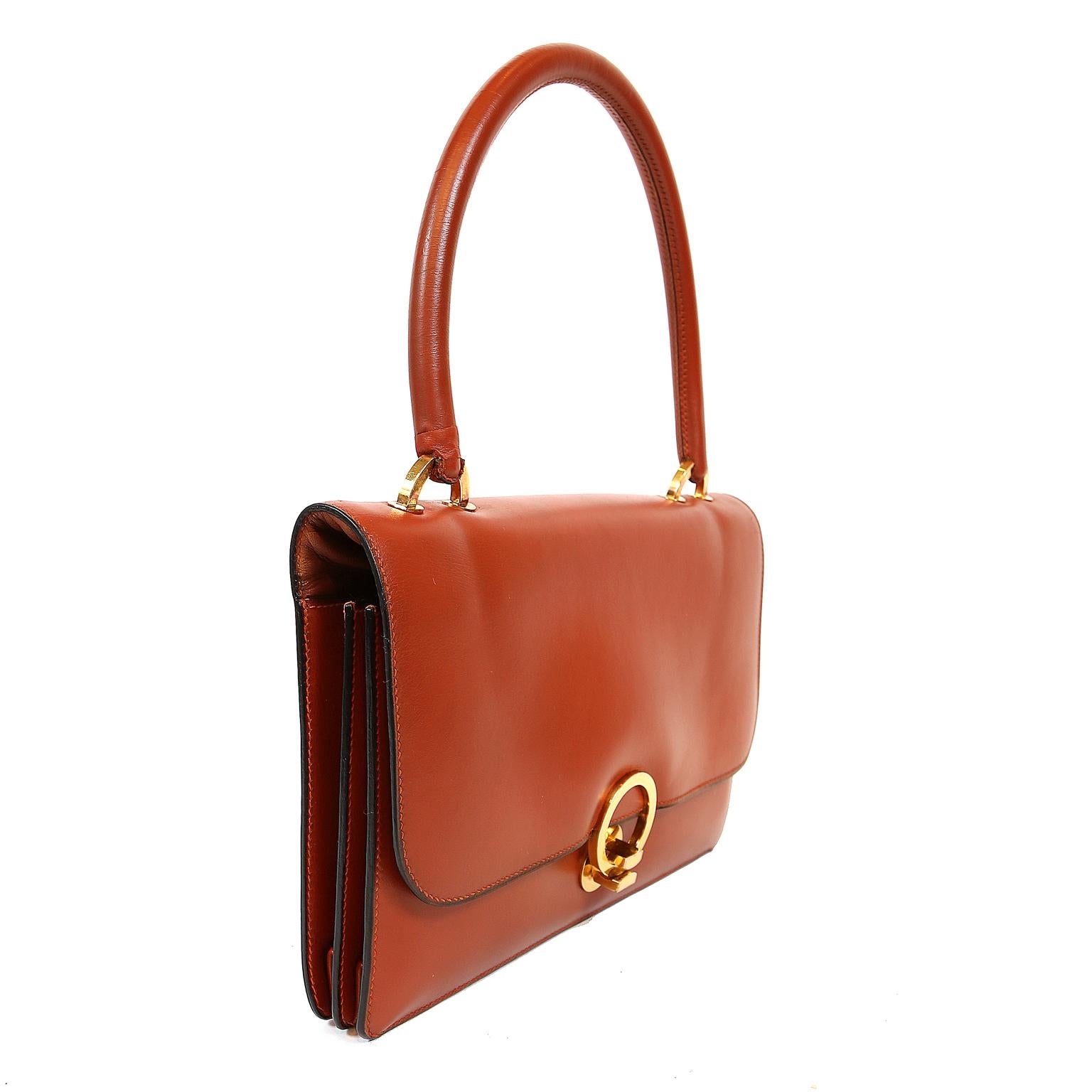 Hermès Brick Box Calf Vintage Handbag In Good Condition In Palm Beach, FL