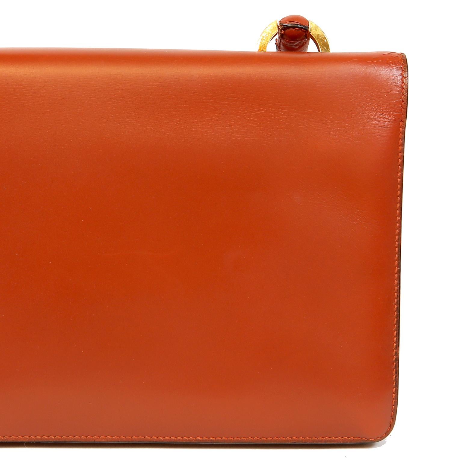 Red Hermès Brick Box Calf Vintage Handbag