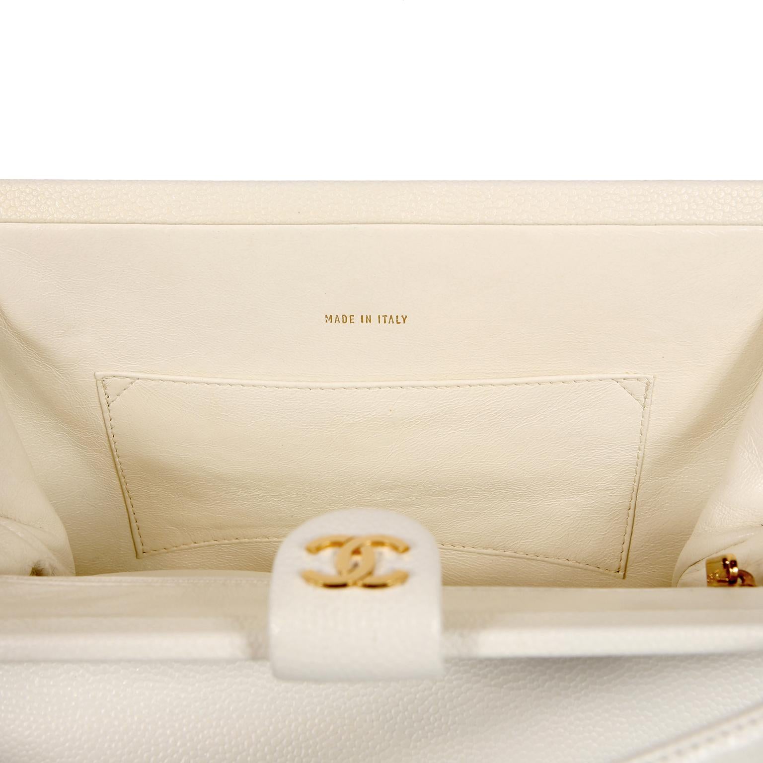 Chanel White Caviar Frame Top Bag 2
