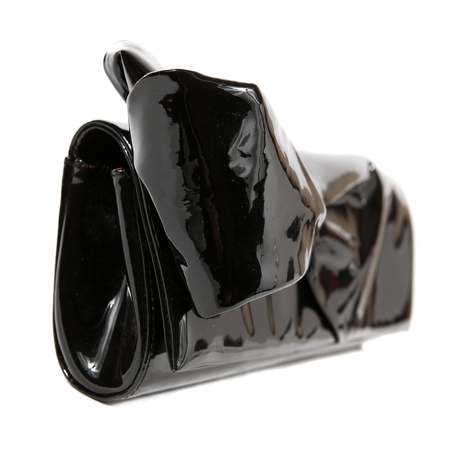 black patent leather clutch