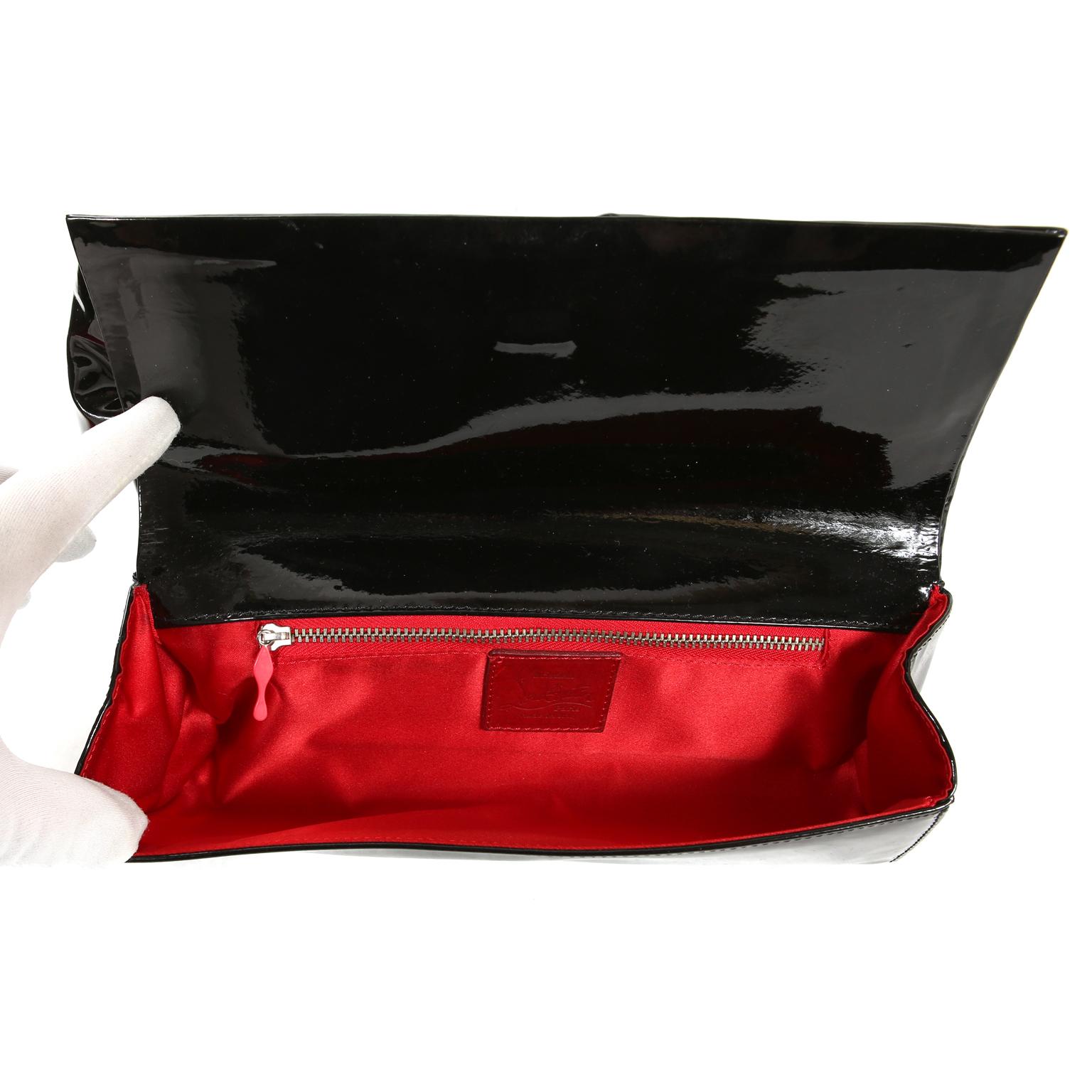 Christian Louboutin Black Patent Leather Bow Clutch  1